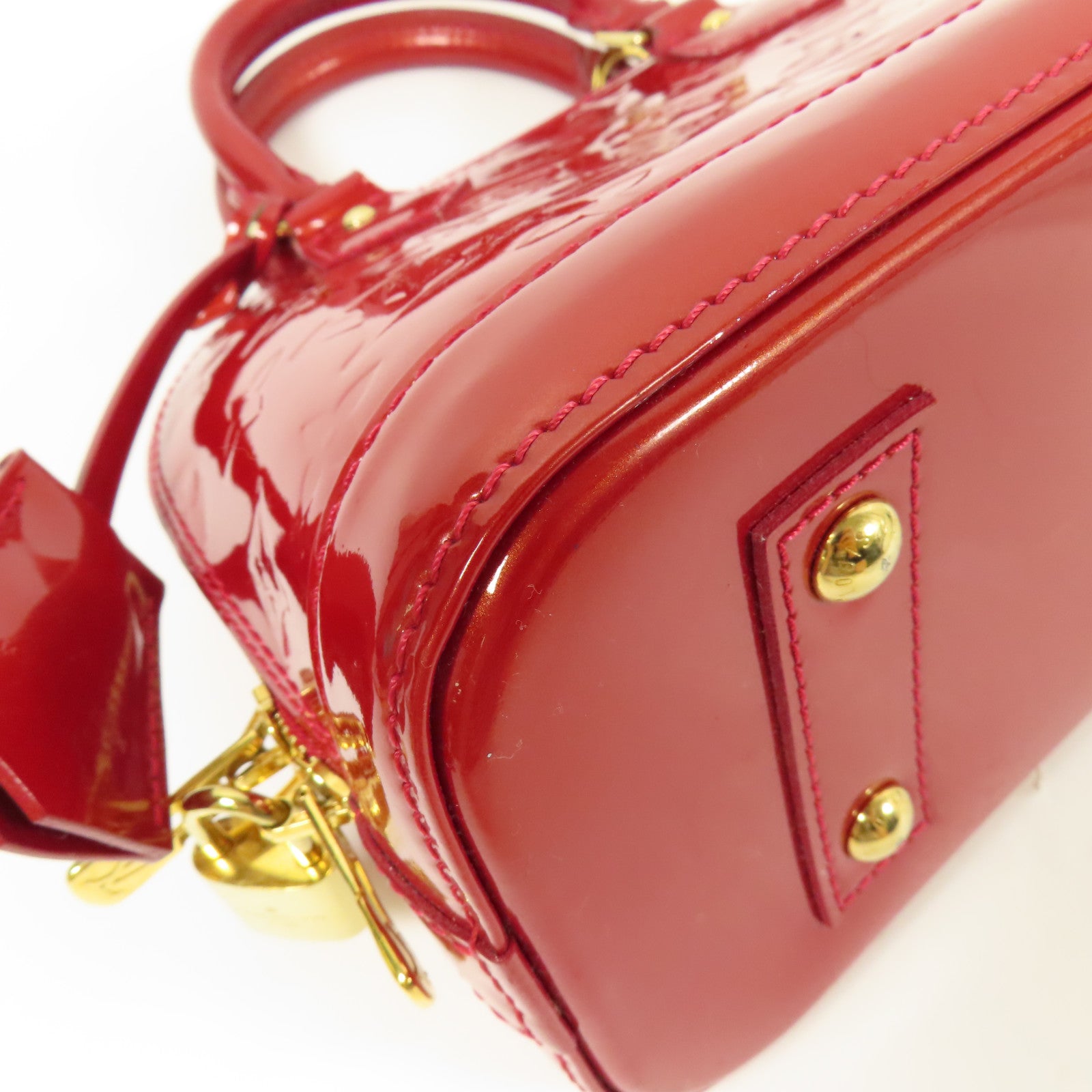 LOUIS VUITTON Vernis Alma BB金扣手挽肩背兩用袋紅色