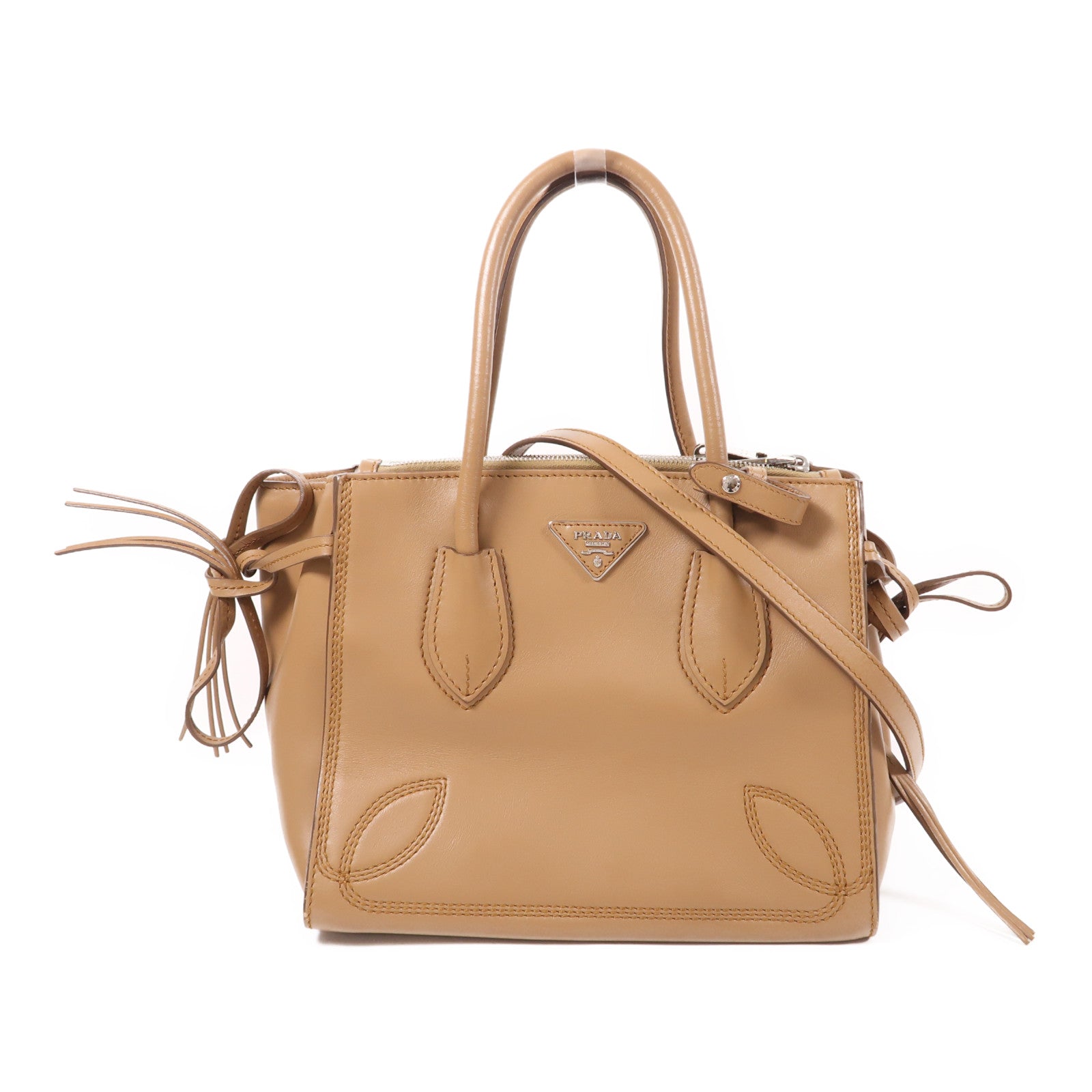 PRADA 牛皮皮革2 Way Shoulder銀扣手挽肩背兩用袋