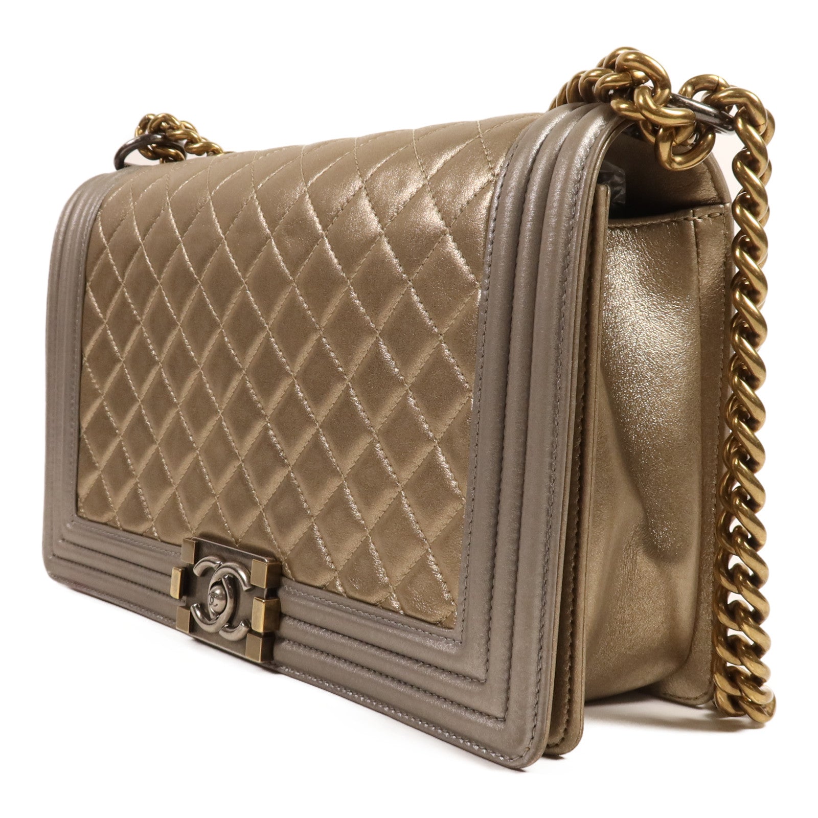 CHANEL 羊皮皮革Boy 28鏈帶肩背袋