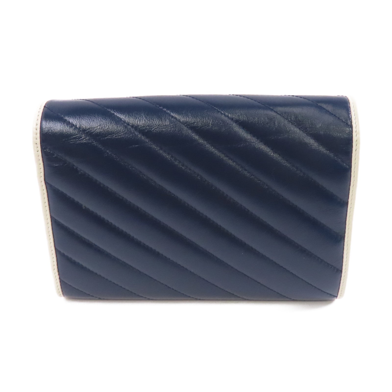 GUCCI 【激減優惠】牛皮皮革GG Marmont Shoulder Bag銀扣鏈帶肩背袋藍色