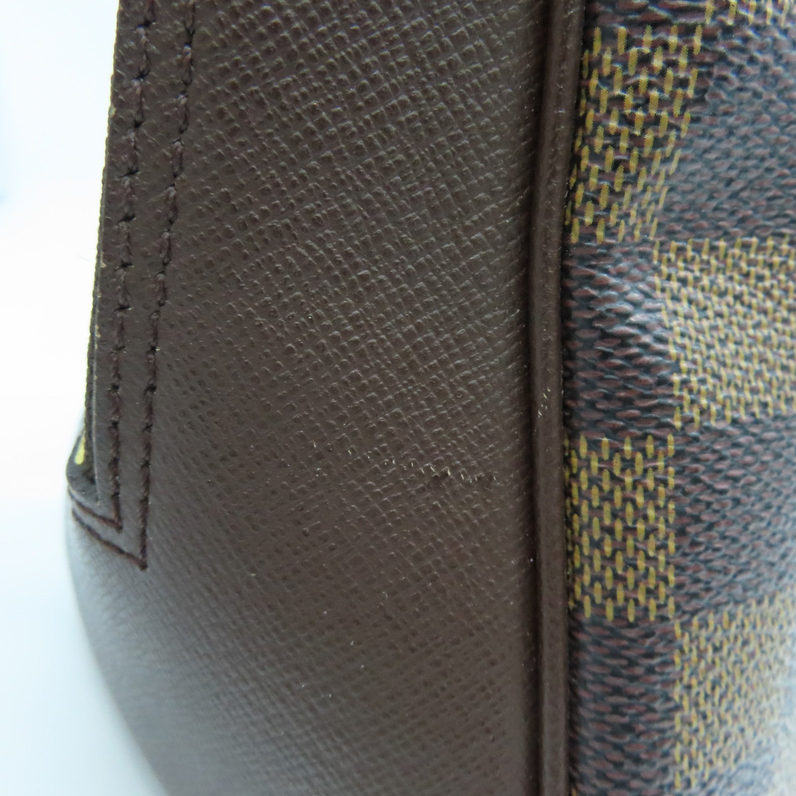LOUIS VUITTON Damier Brera gold buckle handle bag brown