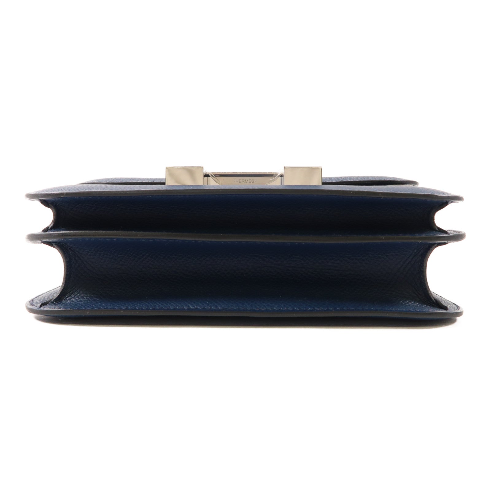 HERMES Epsom皮革Mini Constance銀扣肩背袋Bleu de Prusse/深藍色