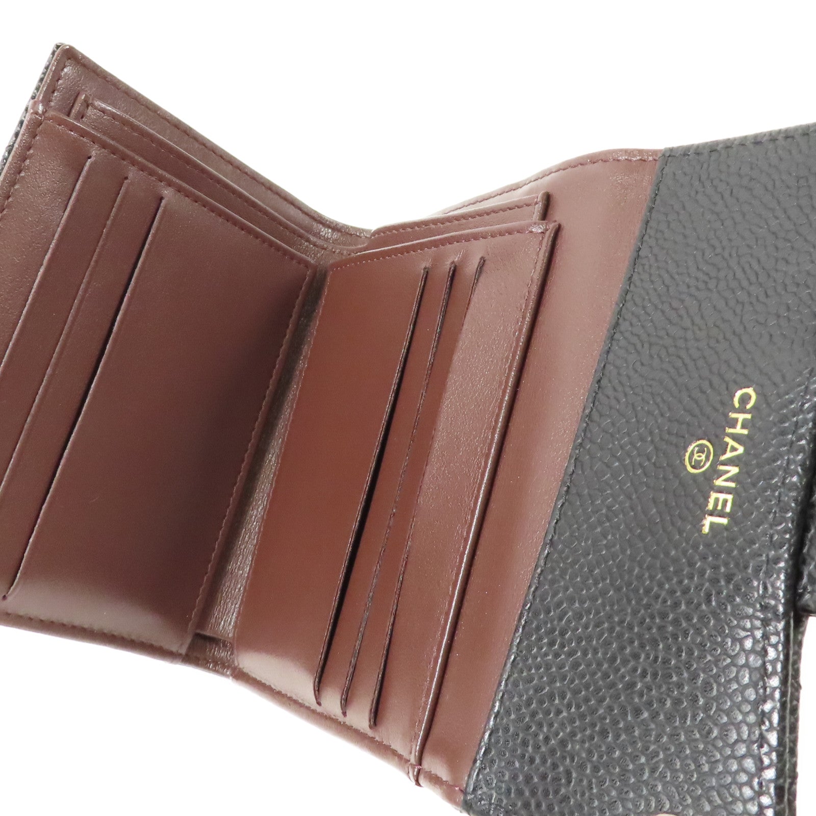 CHANEL 牛皮皮革Trifold Wallet金扣錢包