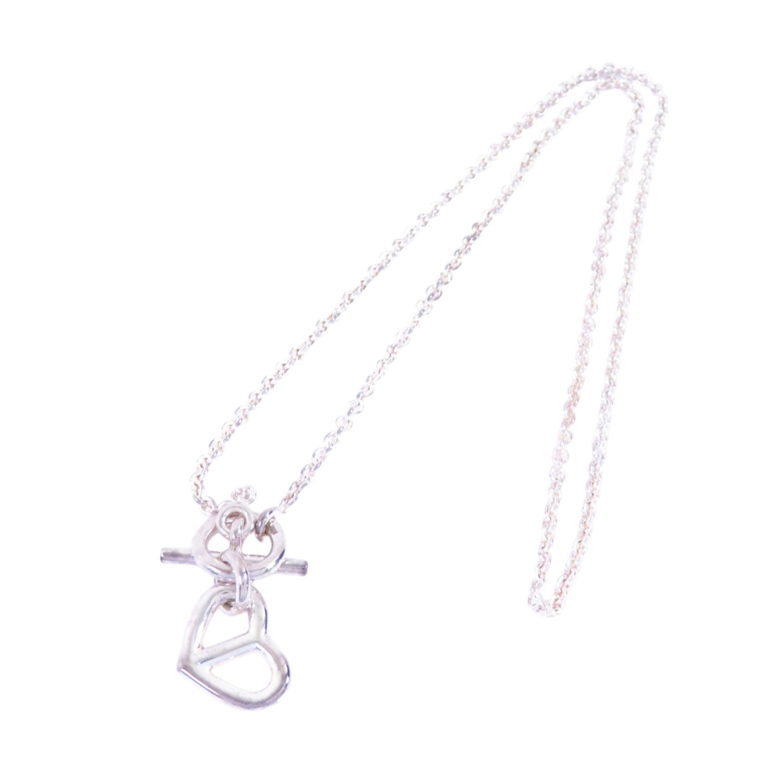 HERMES 925純銀Cache Cœur Amulette Pendant Necklace銀扣項鏈