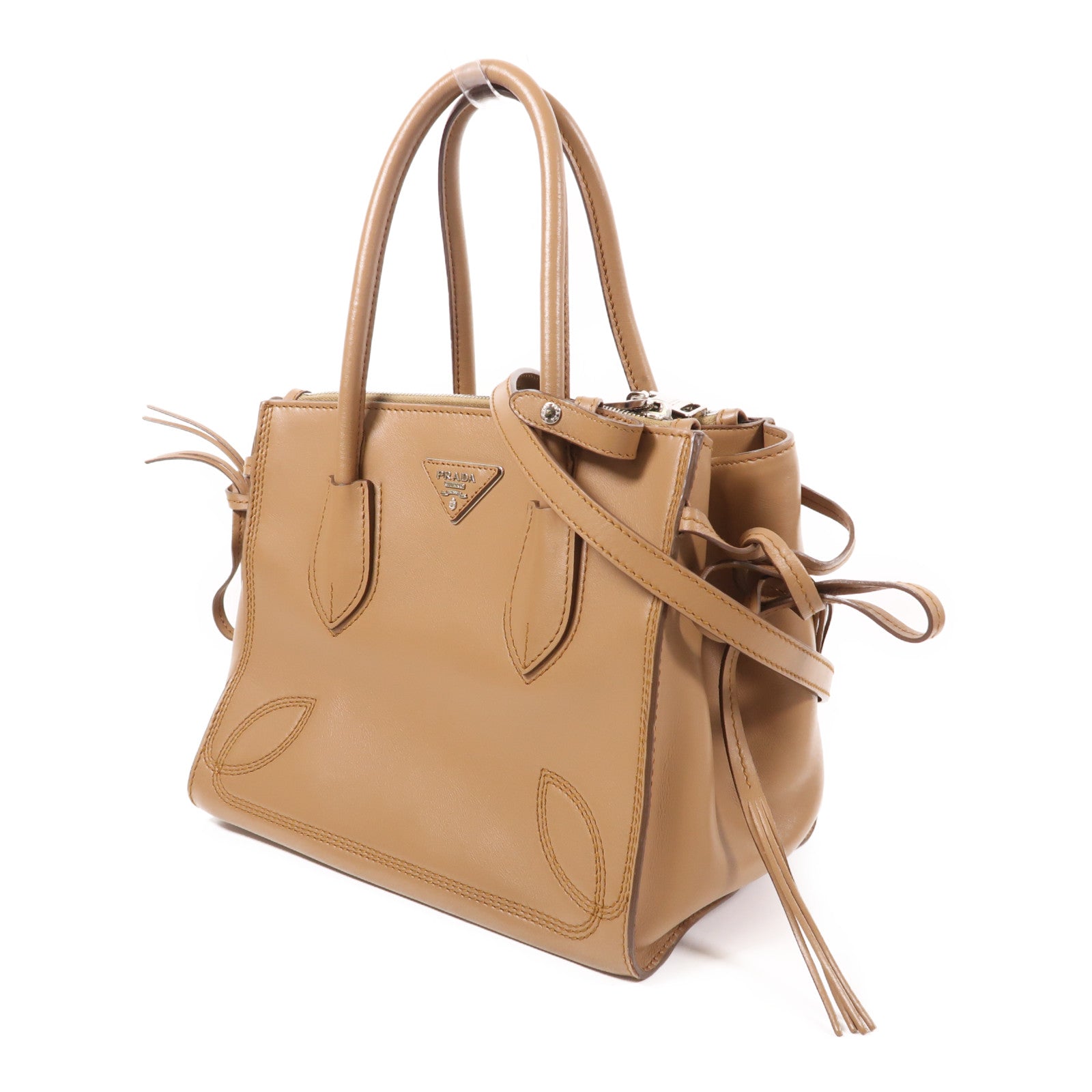 PRADA 牛皮皮革2 Way Shoulder銀扣手挽肩背兩用袋