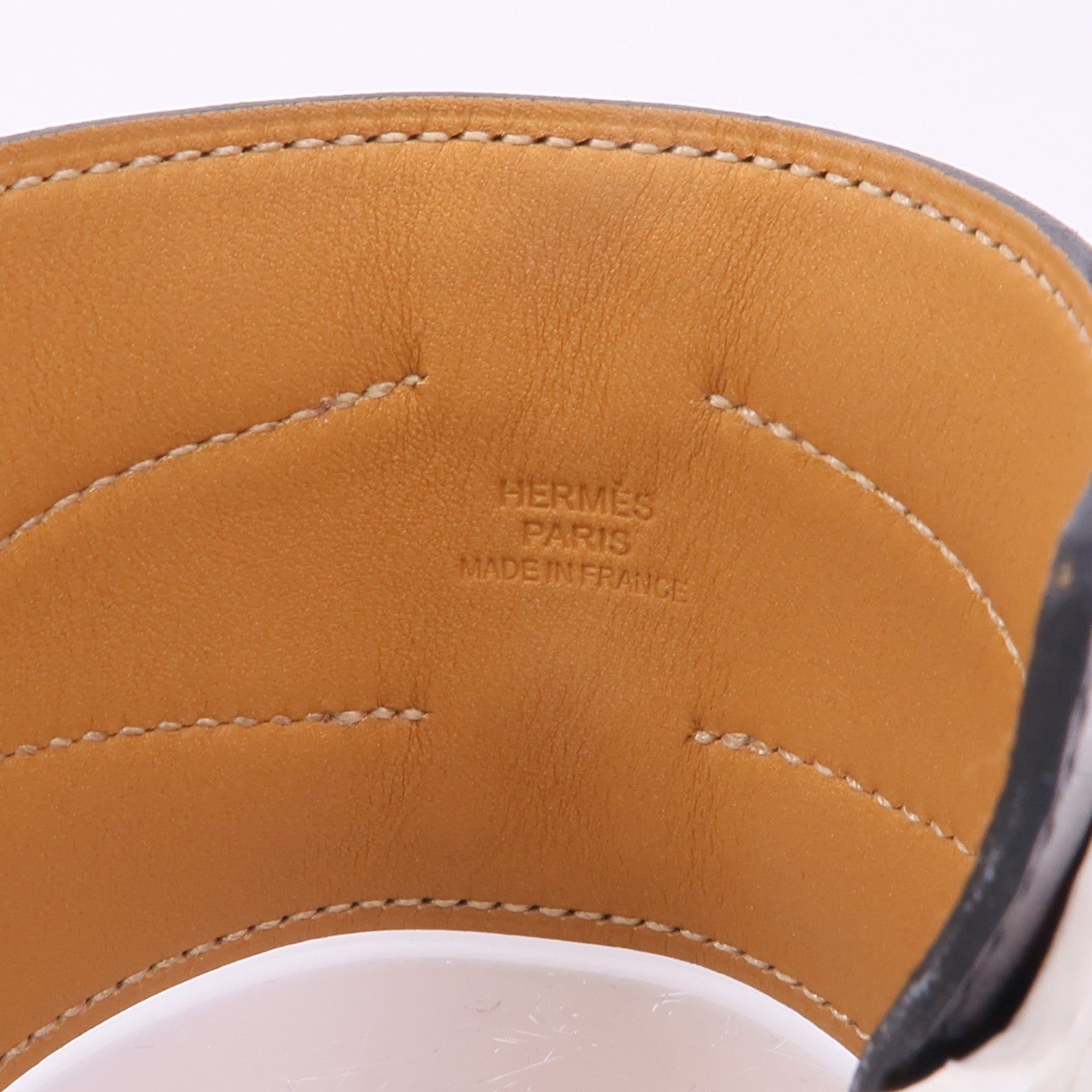 HERMES PHW Bracelet Veau Swift Leather Black White