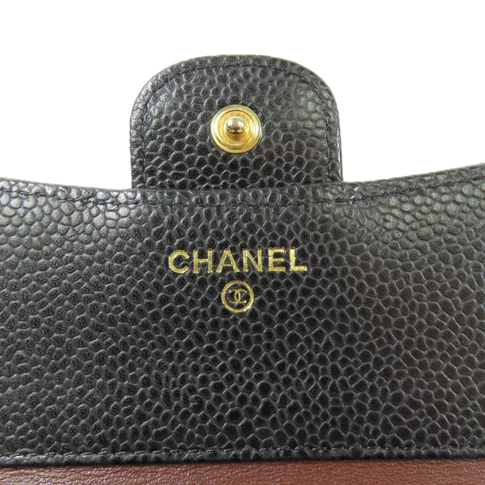 CHANEL 牛皮皮革Trifold Wallet金扣錢包