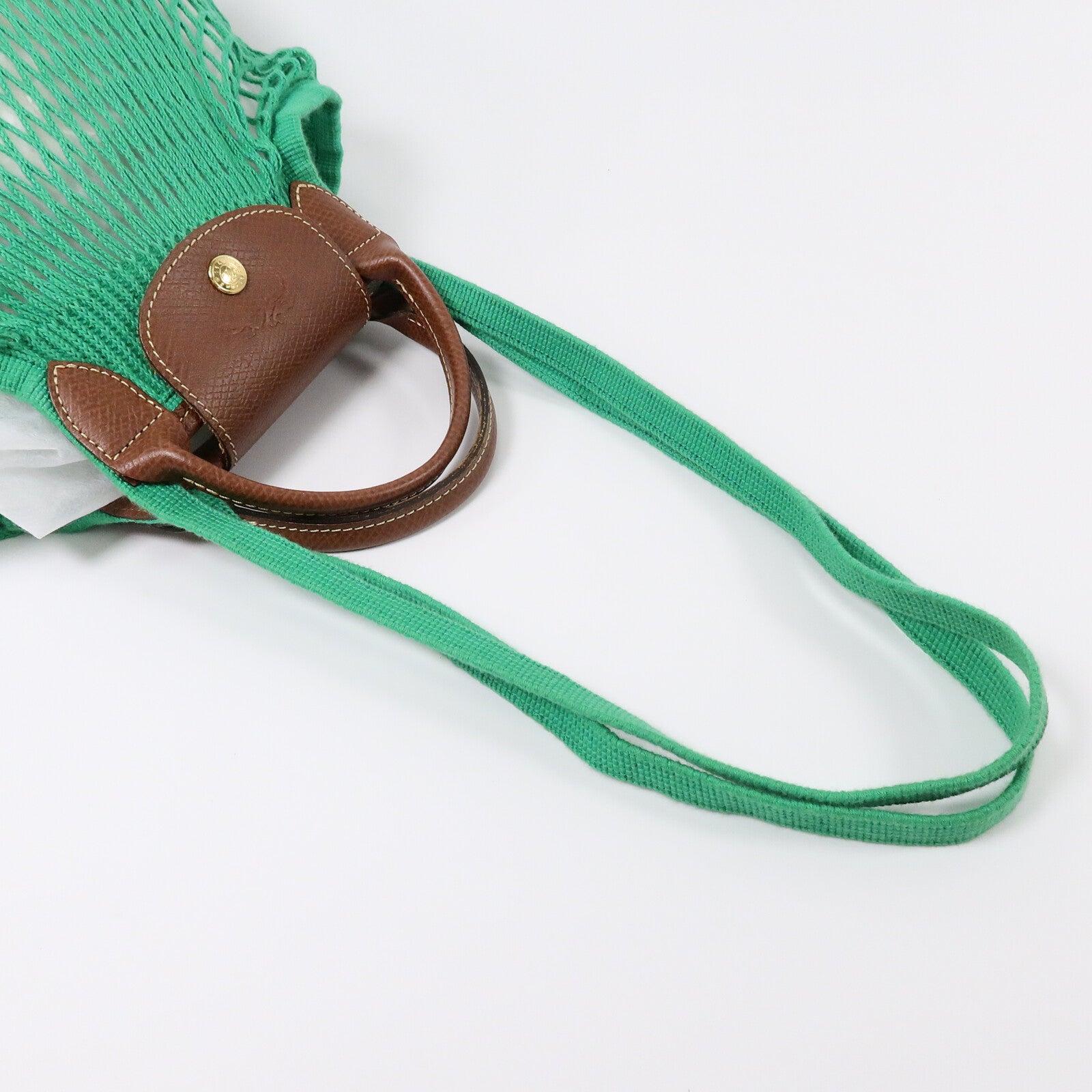 Longchamp 棉質/皮革Le Pliage Filet L手挽肩背兩用袋
