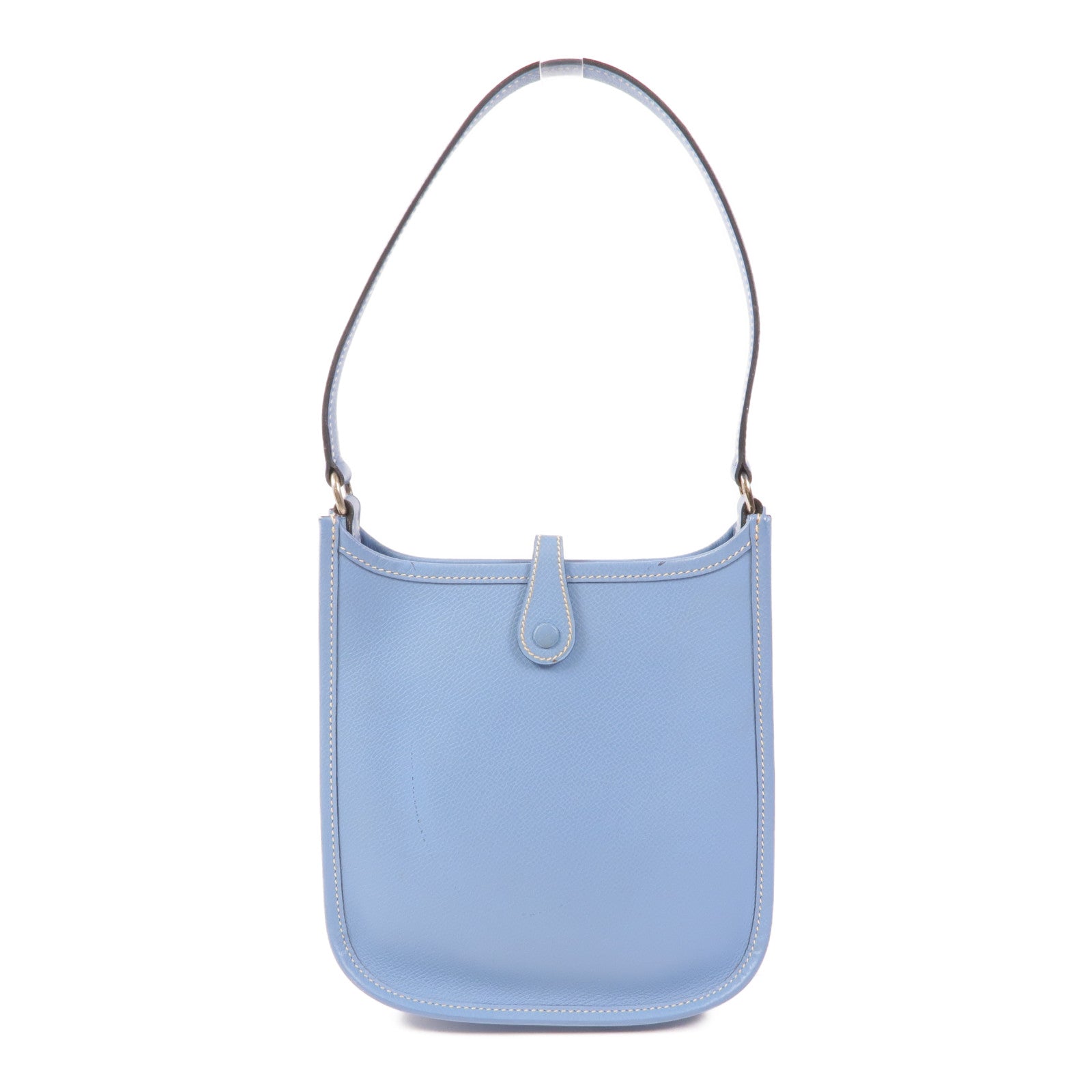 HERMES Clemence皮革Evelyne TPM銀扣手挽袋Bleu Jean