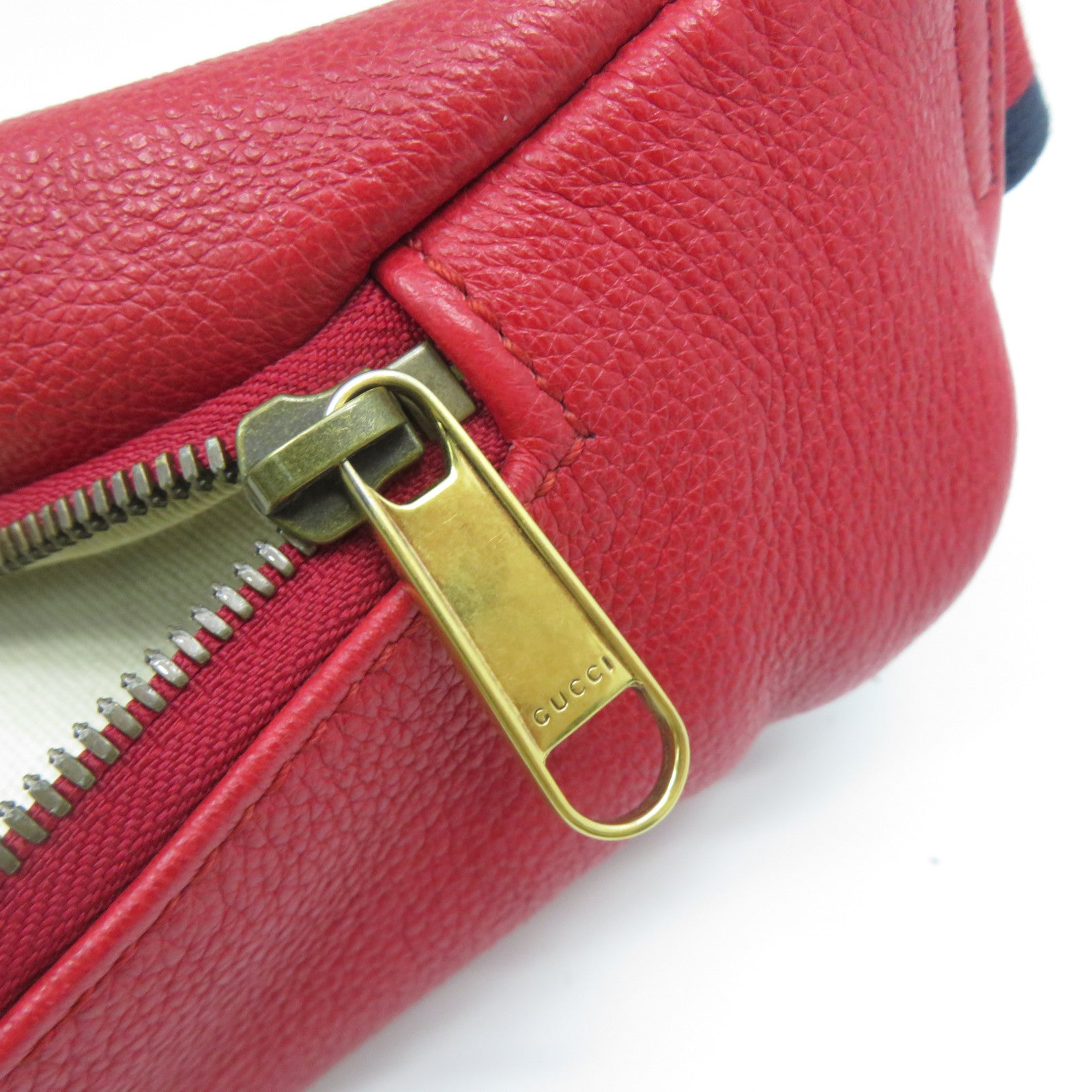 GUCCI 【激減優惠】牛皮皮革Waist Bag金扣腰包紅色