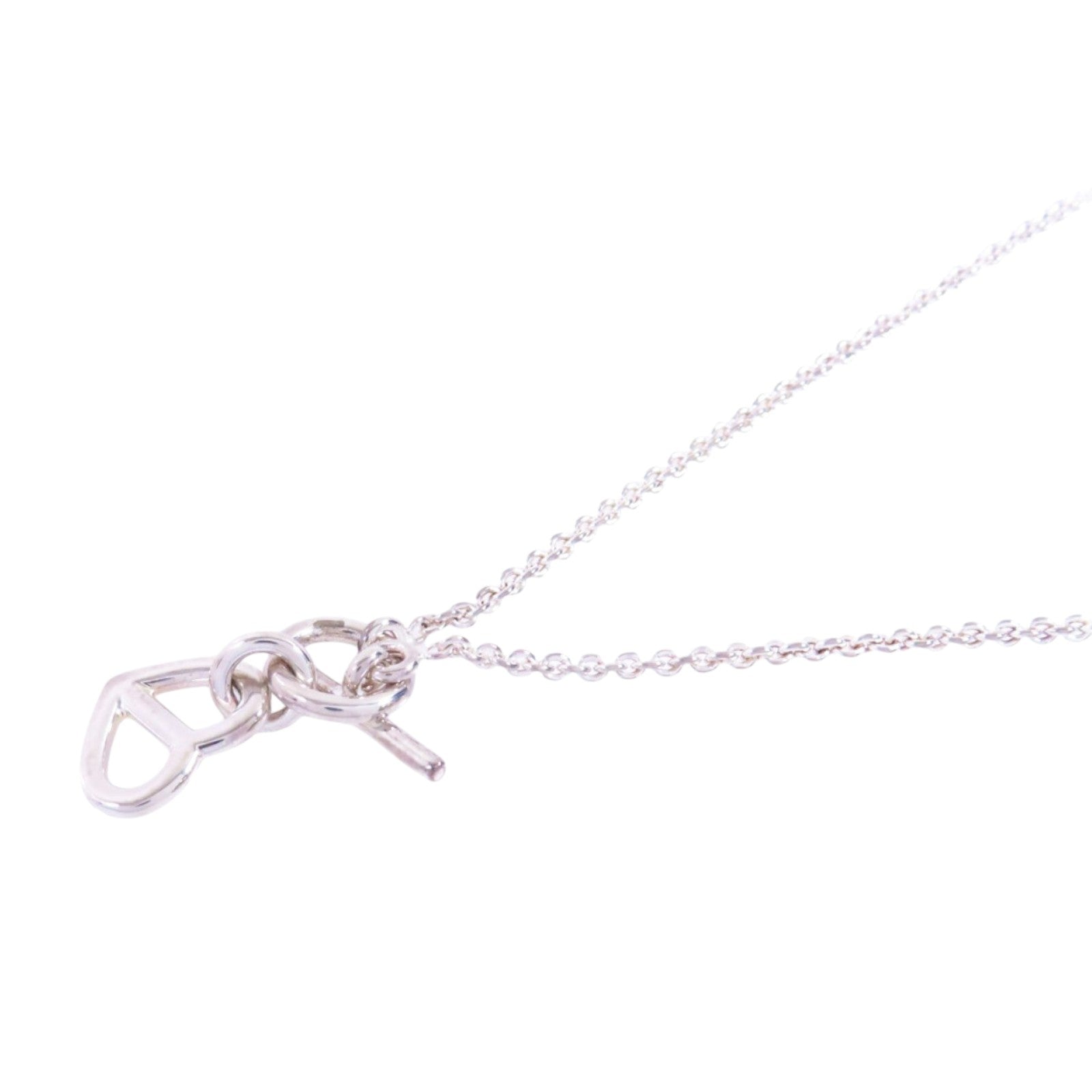 HERMES 925純銀Cache Cœur Amulette Pendant Necklace銀扣項鏈