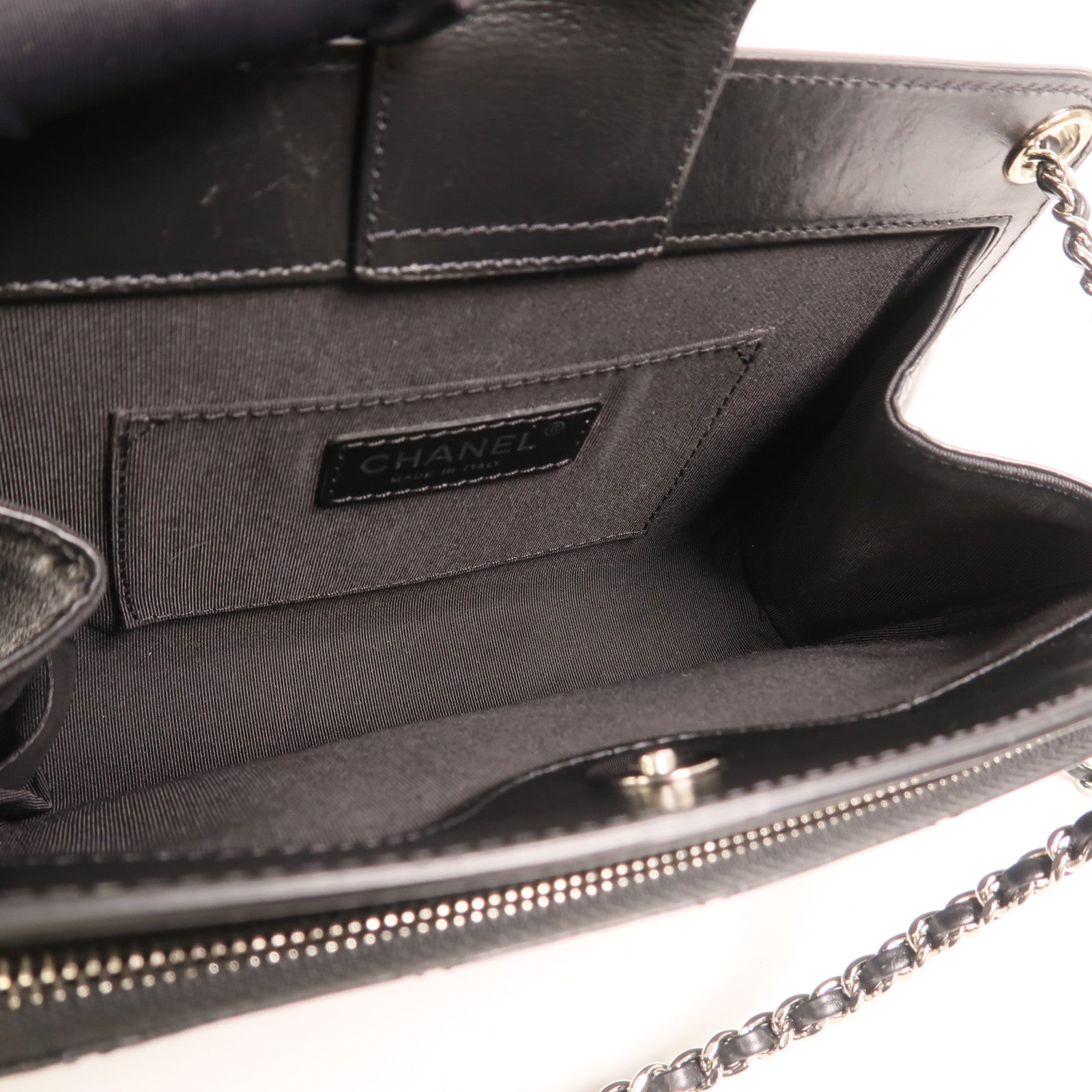 CHANEL 牛皮皮革Chain Shoulder銀扣鏈帶肩背袋