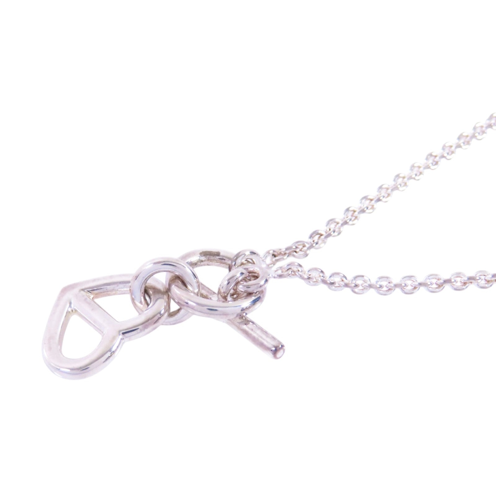 HERMES 925純銀Cache Cœur Amulette Pendant Necklace銀扣項鏈