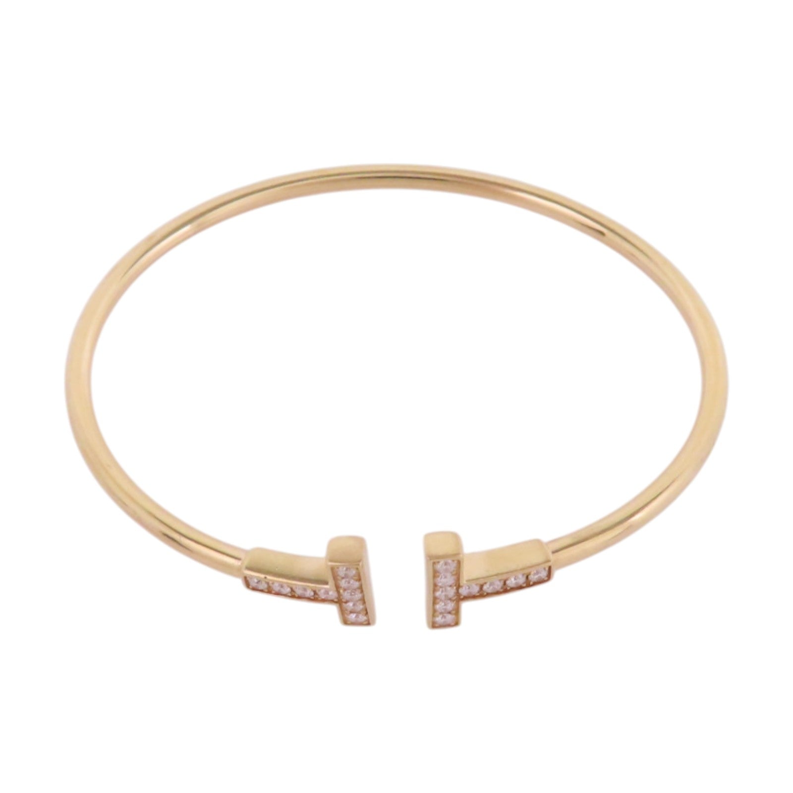 TIFFANY＆CO 18K玫瑰金T Wire Diamond Bangle鑽石手鐲