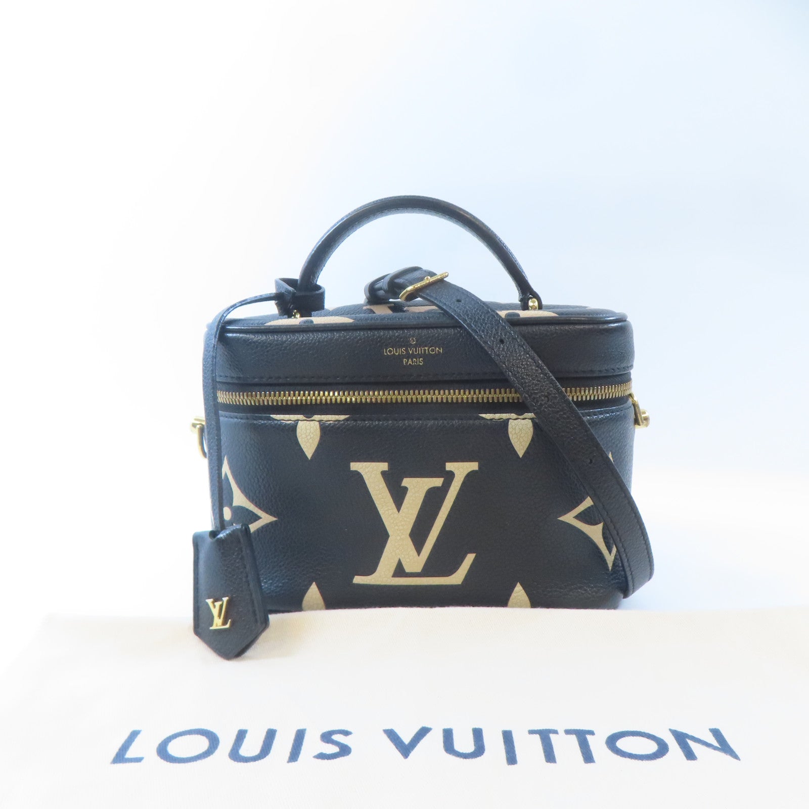 LOUIS VUITTON Monogram Giant Vanity PM金扣手挽肩背兩用袋黑色