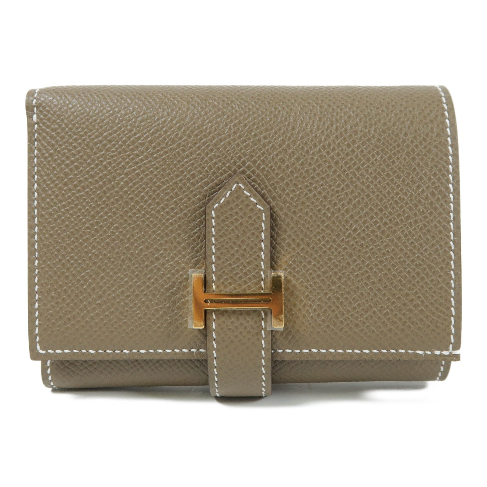 HERMES Epsom皮革Bearn Wallet金扣錢包Etoupe