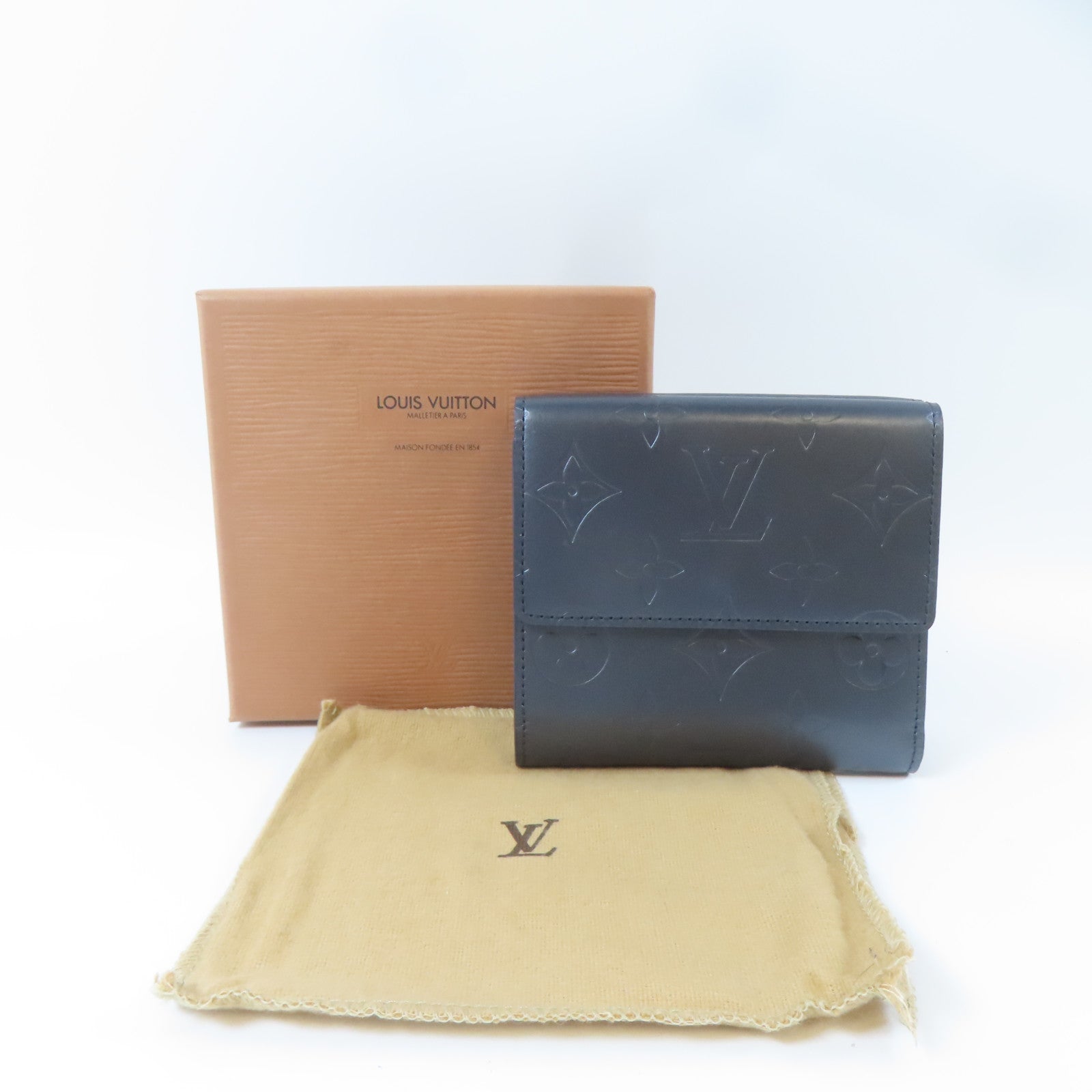 LOUIS VUITTON Monogram Mat Porto Monevier Cult Credit銀扣錢包灰色
