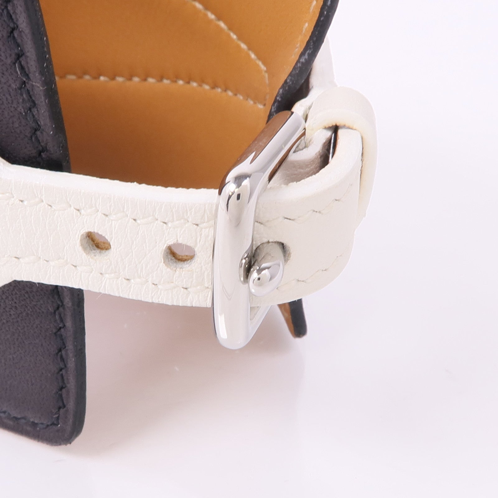 HERMES PHW Bracelet Veau Swift Leather Black White