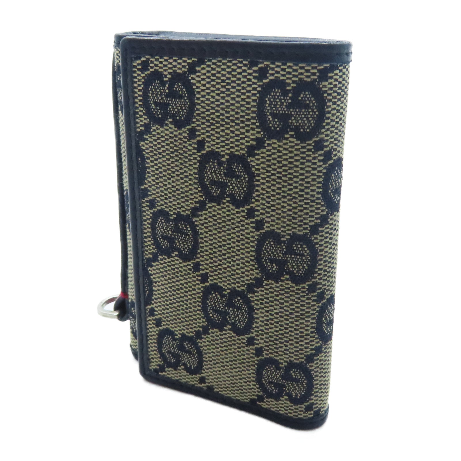 GUCCI 帆布Key Holder銀扣鎖匙包藍色