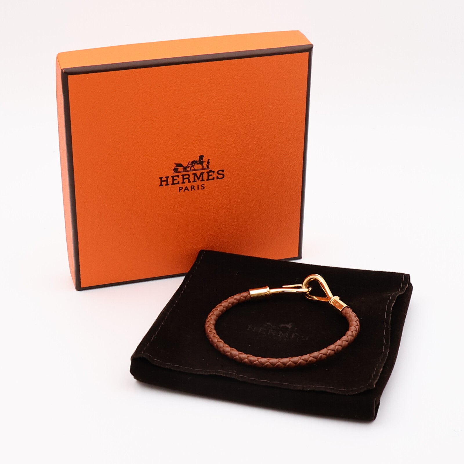 HERMES 【激減優惠】Swift皮革Jumbo H Bracelet金扣手帶