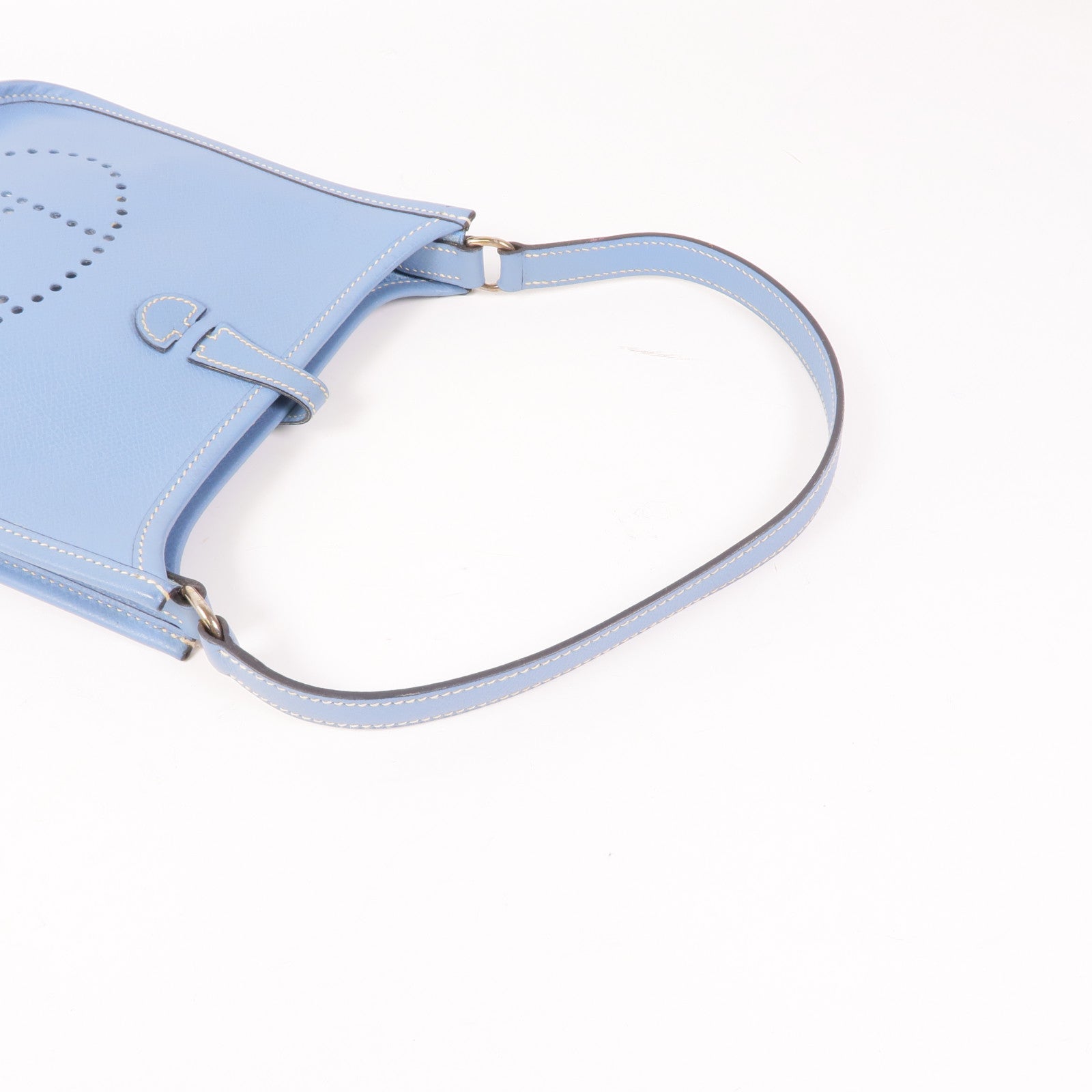 HERMES Clemence皮革Evelyne TPM銀扣手挽袋Bleu Jean