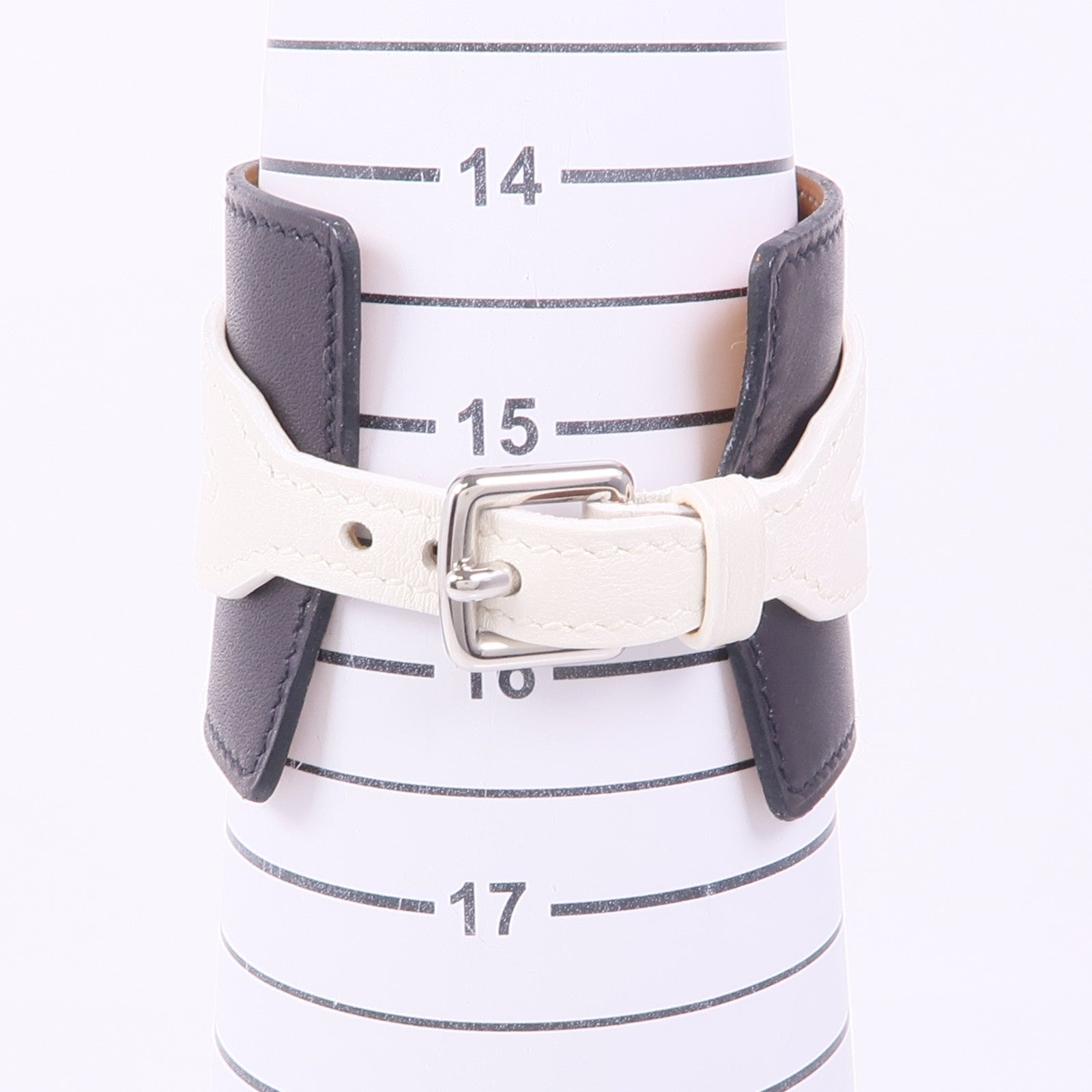 HERMES PHW Bracelet Veau Swift Leather Black White
