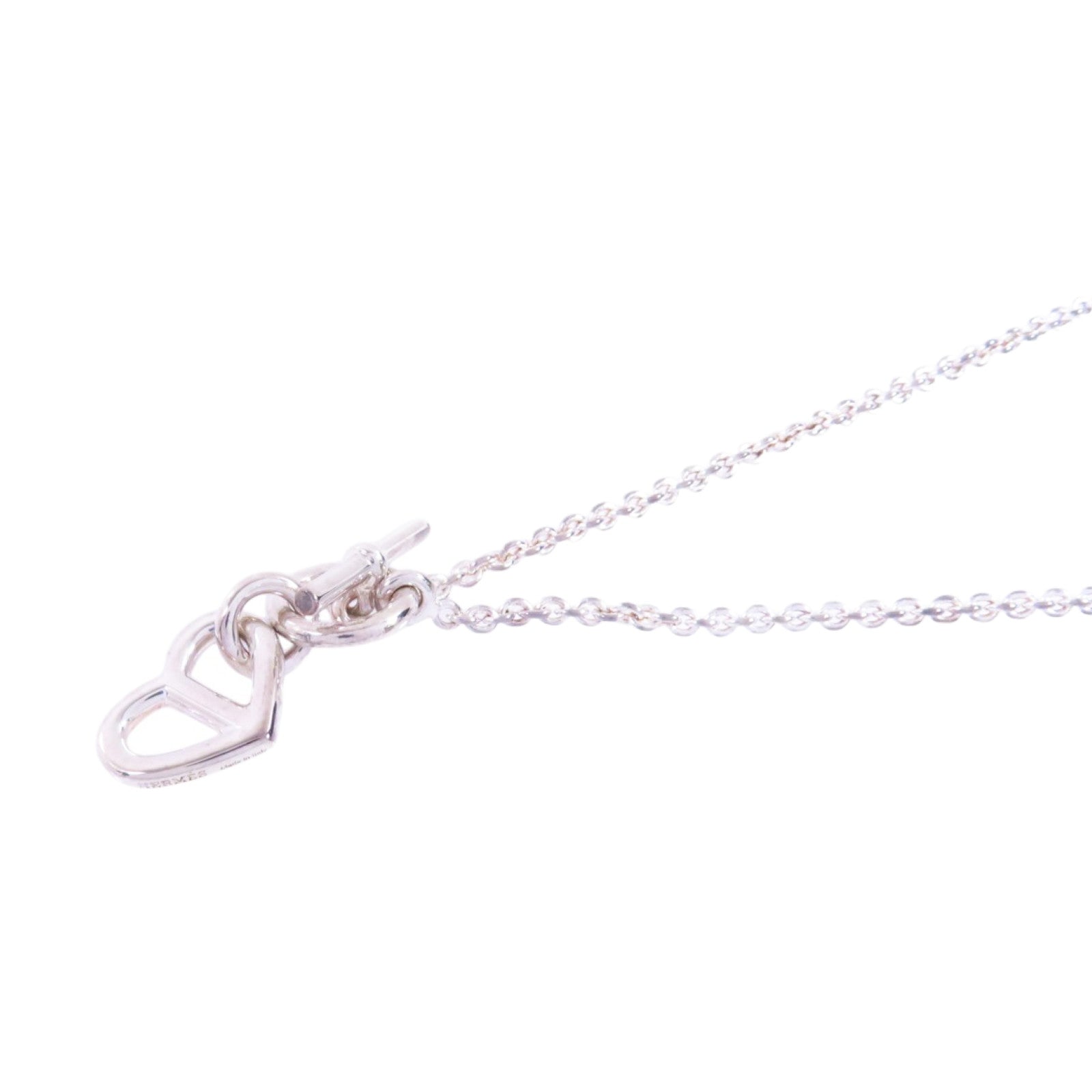 HERMES 925純銀Cache Cœur Amulette Pendant Necklace銀扣項鏈