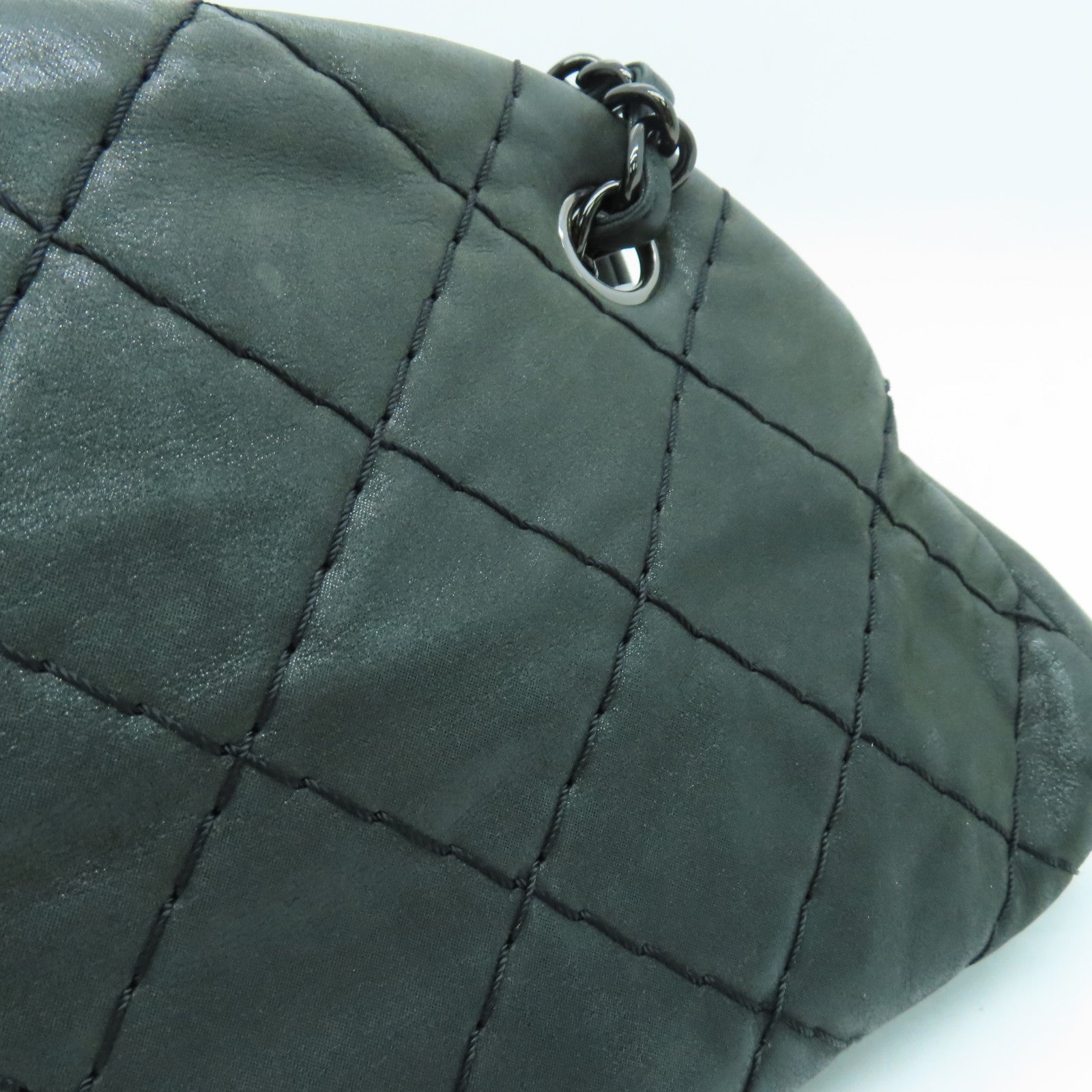 CHANEL cowhide leather Chain Shoulder shoulder bag dark green