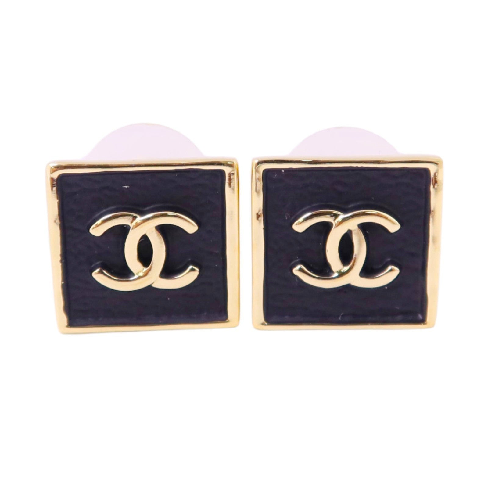 CHANEL 金屬/PVC Earrings金扣耳環