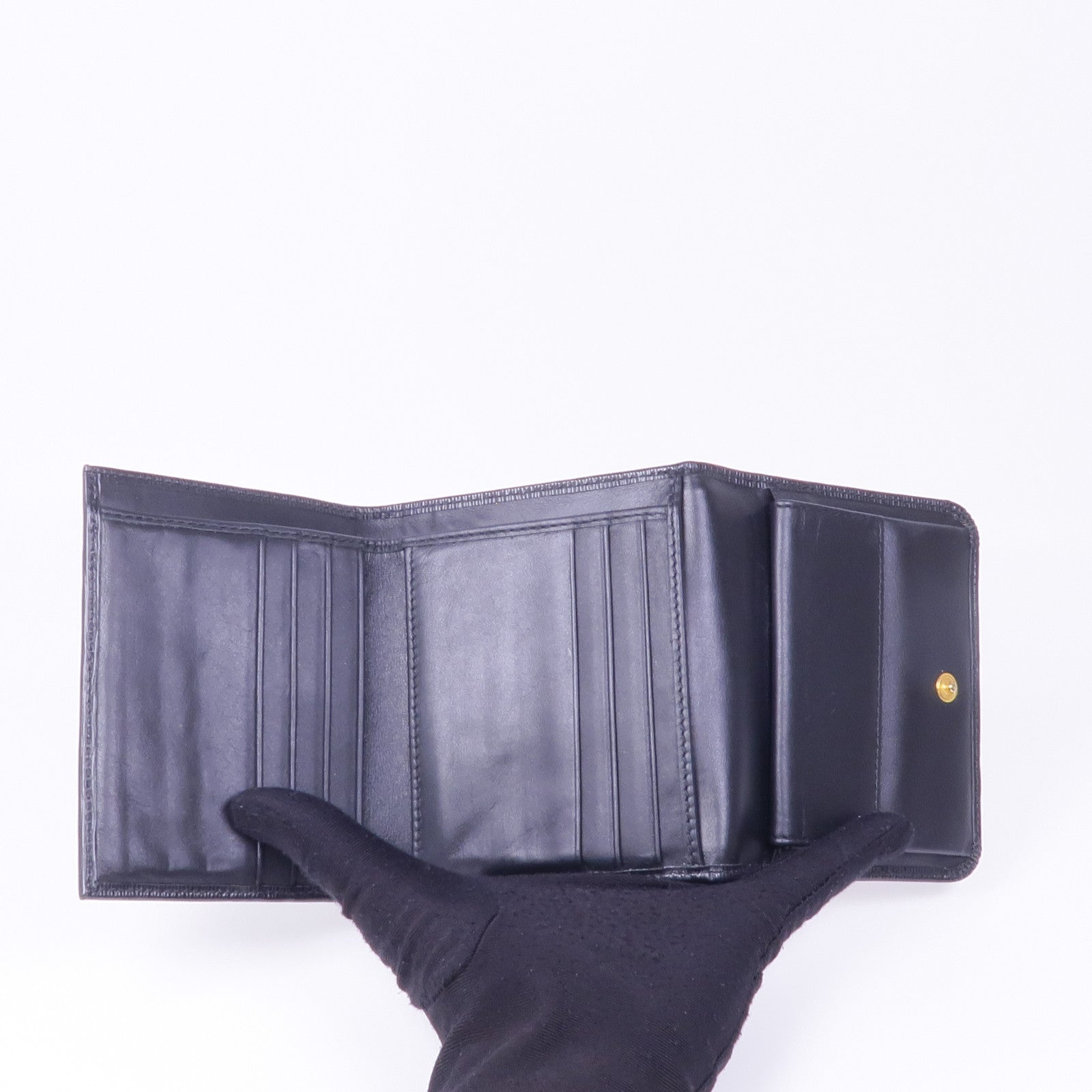 PRADA 牛皮皮革Wallet金扣錢包