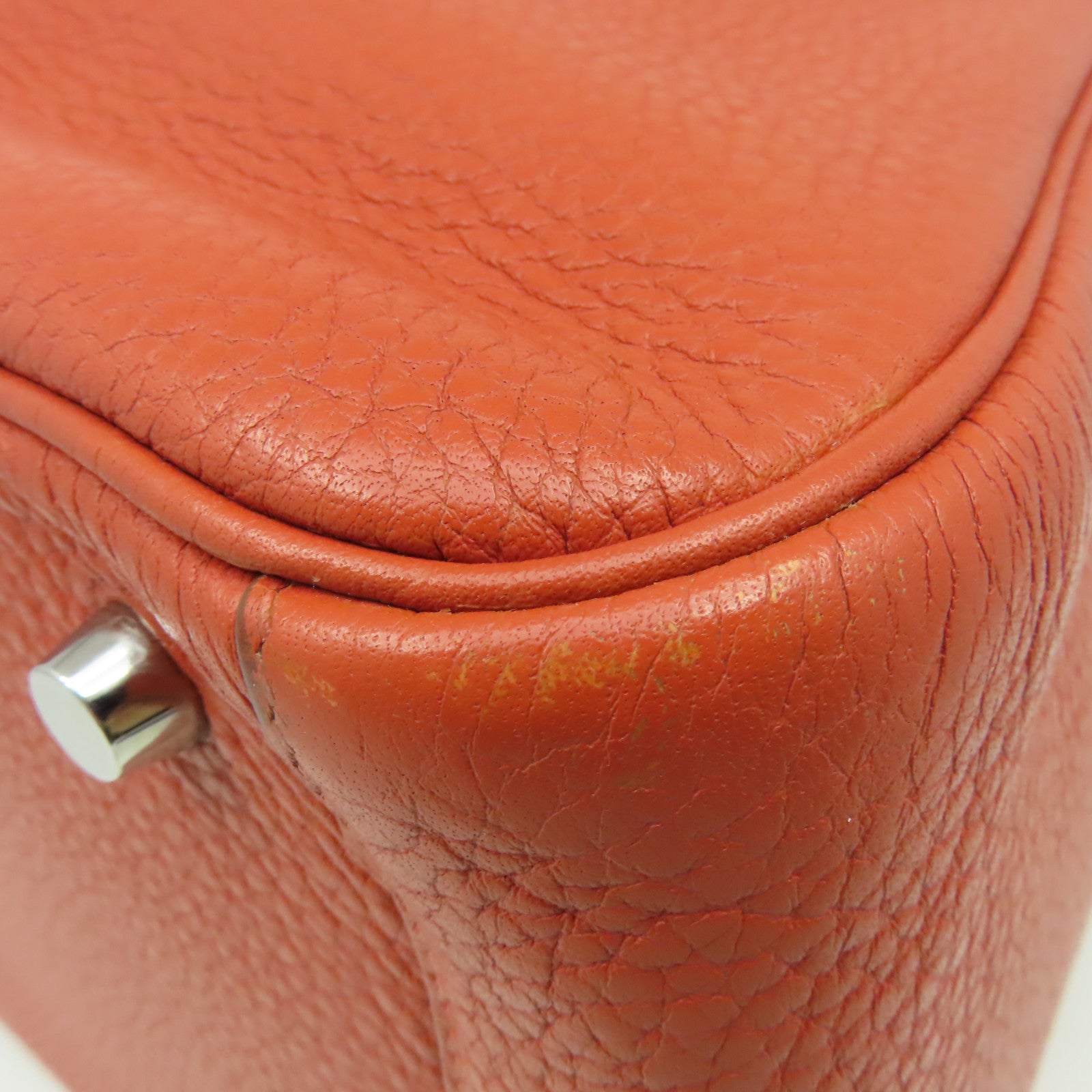 HERMES **【激減優惠】Clemence皮革Lindy 30 Shoulder Bag銀扣肩背袋Sanguine三文魚色/Rose Jaipur糖果紅色