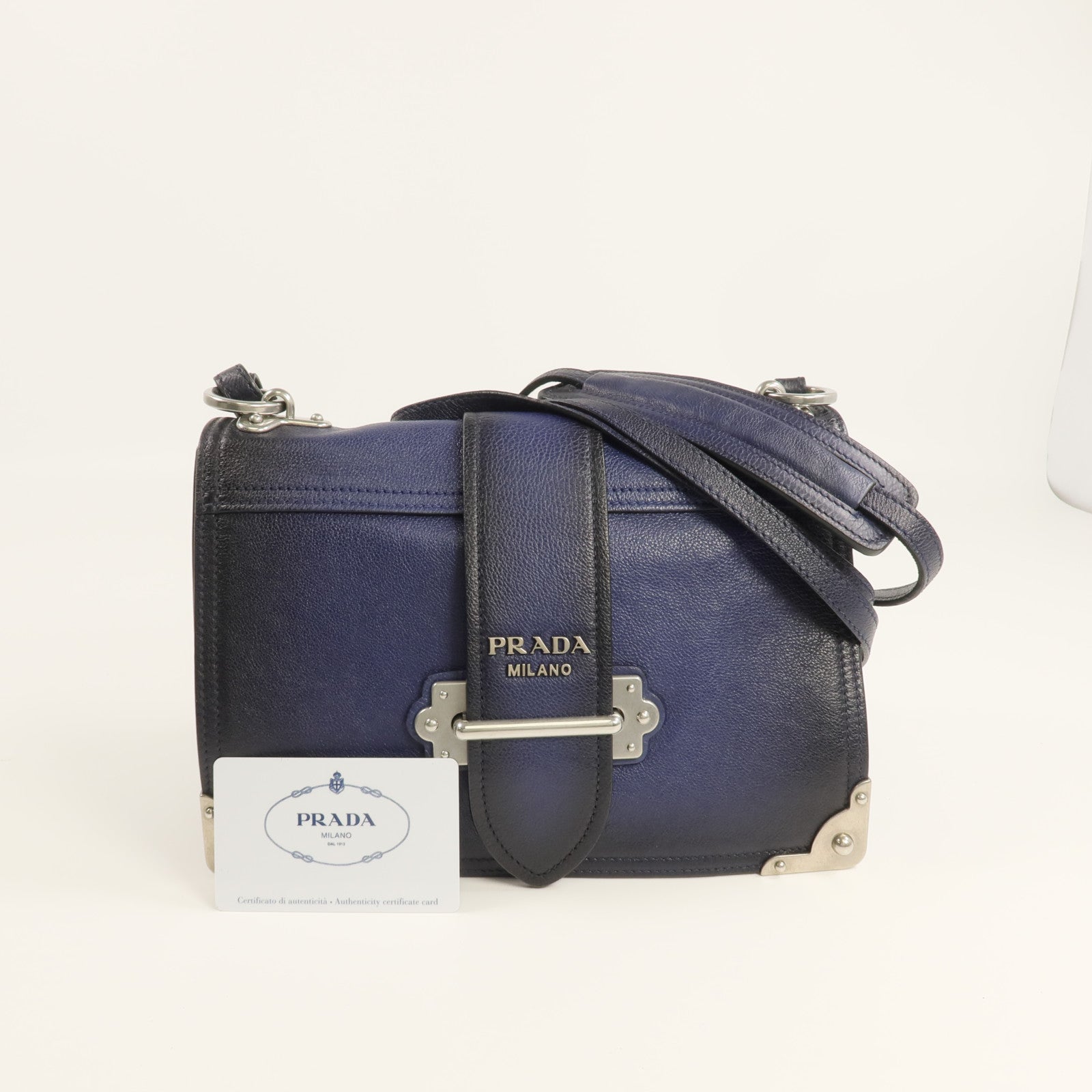 PRADA 牛皮皮革2 Way Shoulder銀扣手挽肩背兩用袋