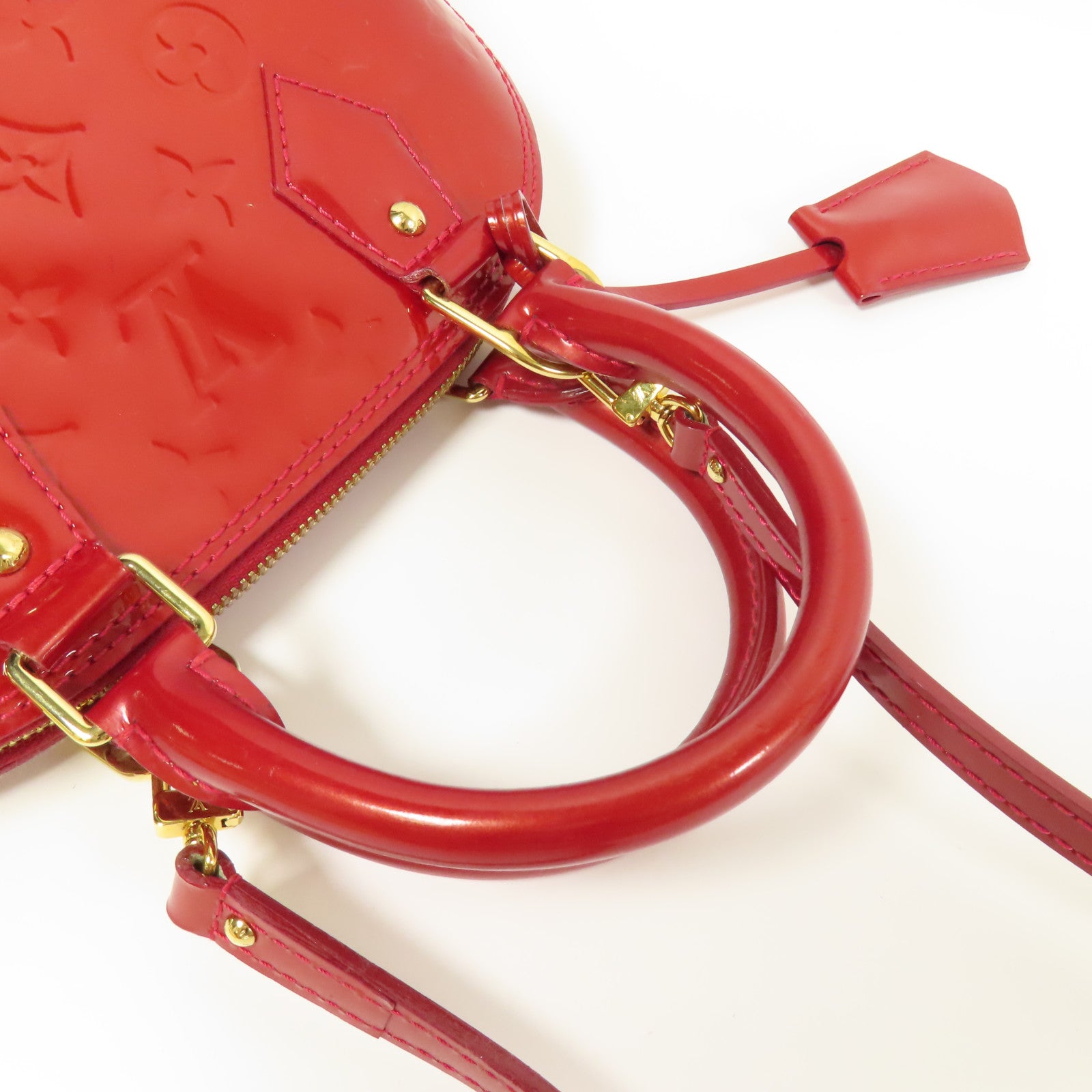 LOUIS VUITTON Vernis Alma BB金扣手挽肩背兩用袋紅色