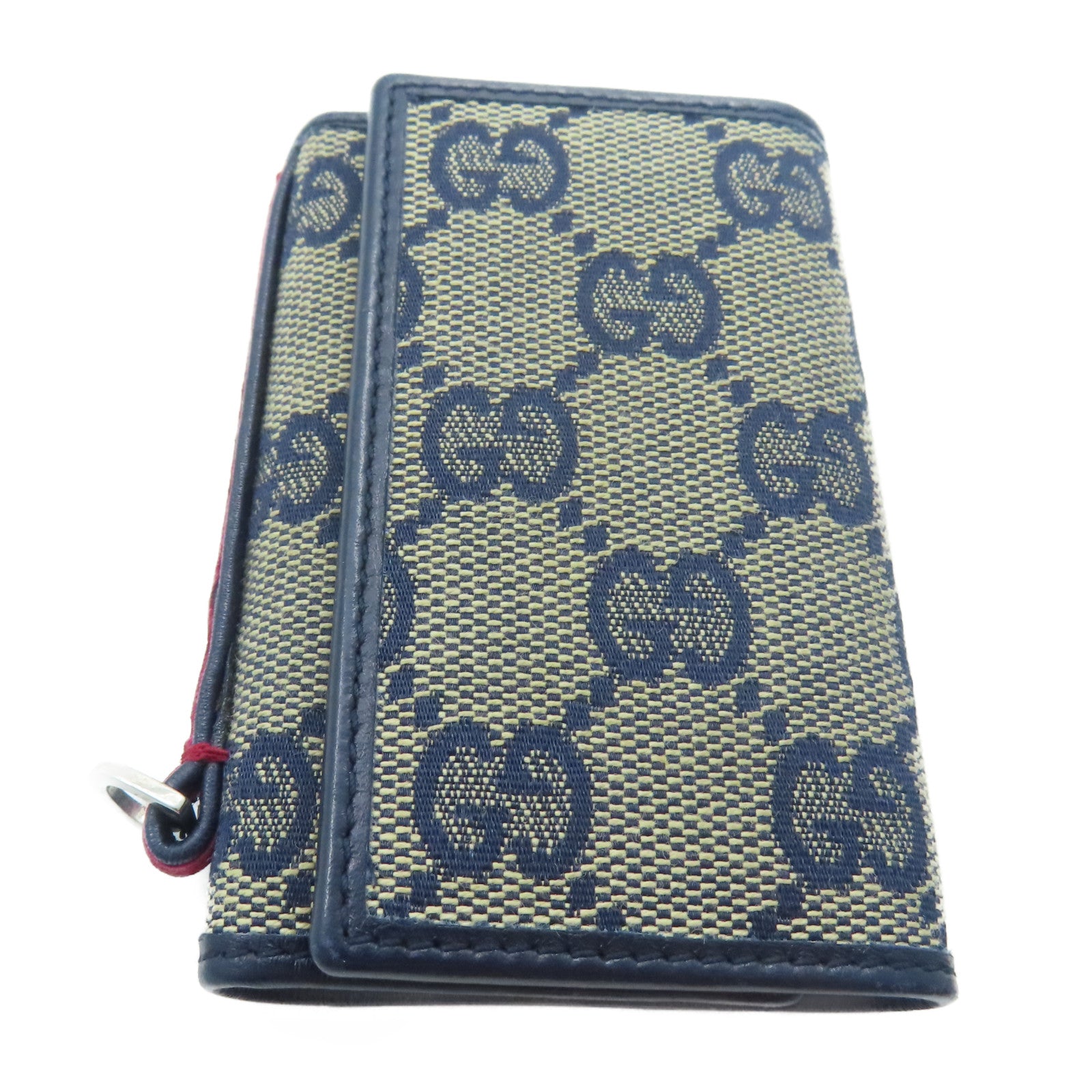 GUCCI 帆布Key Holder銀扣鎖匙包藍色