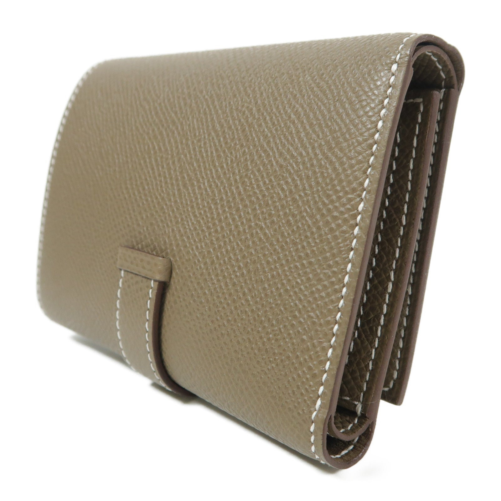 HERMES Epsom皮革Bearn Wallet金扣錢包Etoupe