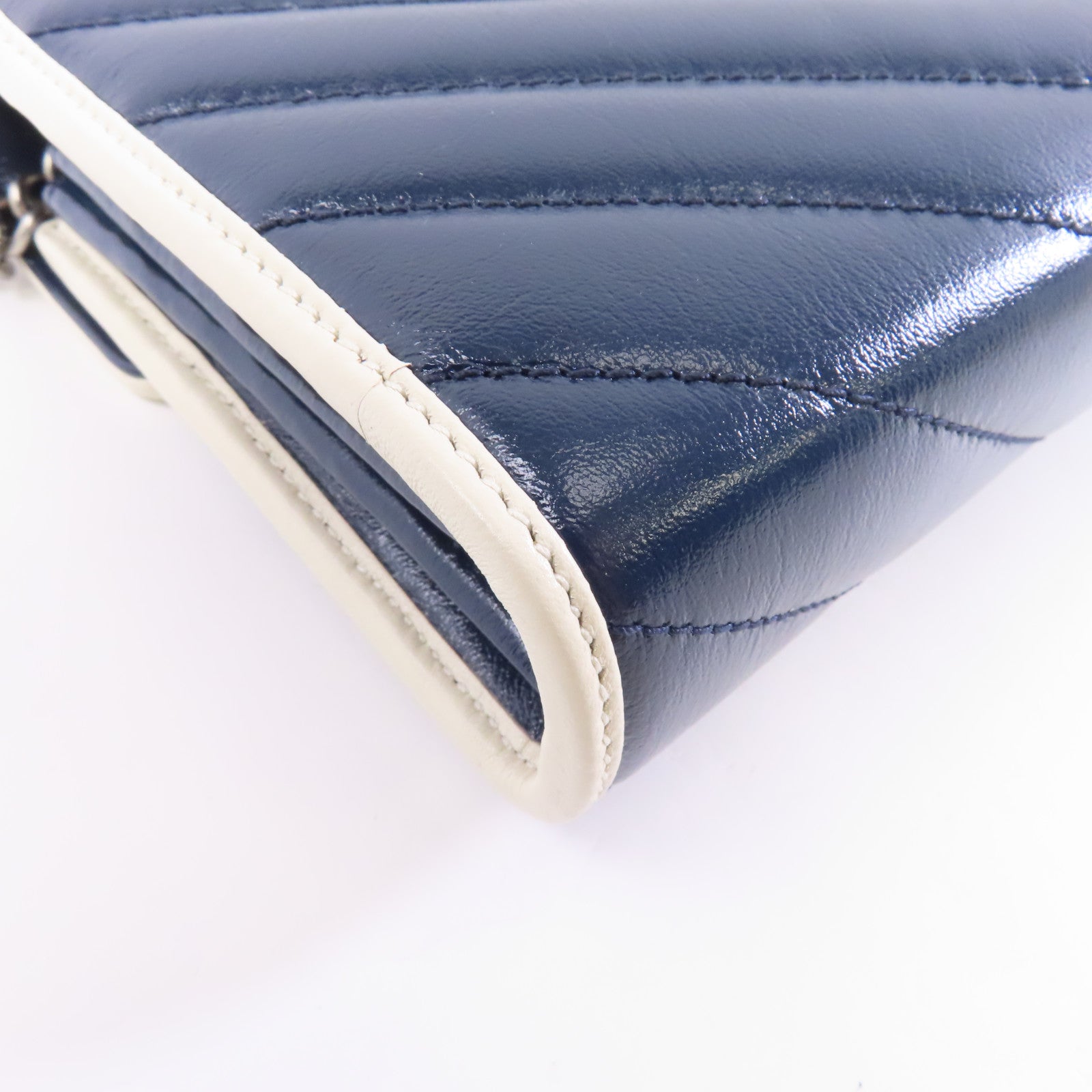 GUCCI 【激減優惠】牛皮皮革GG Marmont Shoulder Bag銀扣鏈帶肩背袋藍色