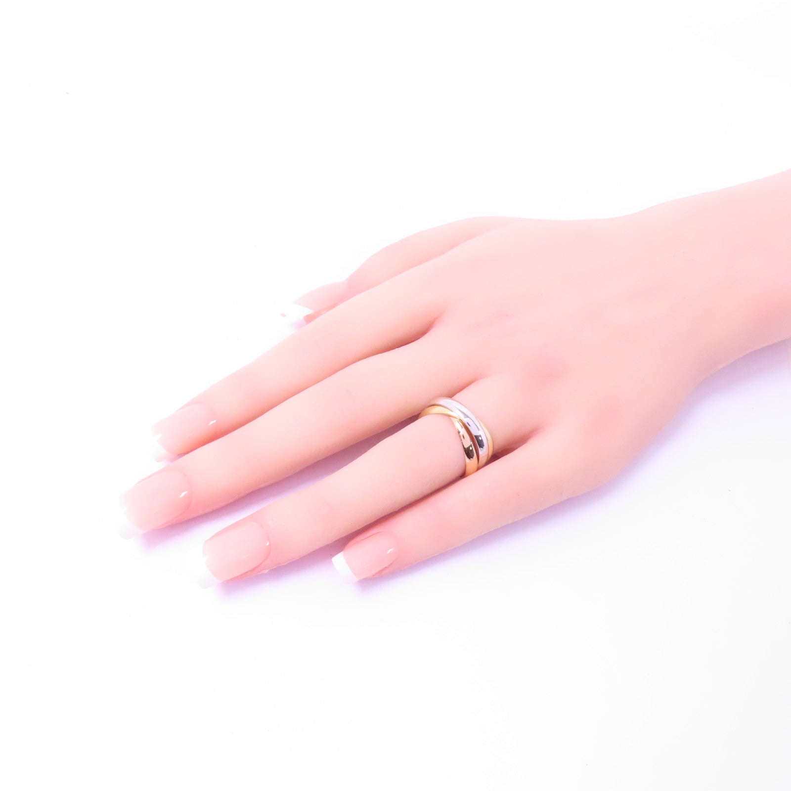 CARTIER 18K黃金/白金/玫瑰金Trinity戒指Cartier#53/US#6.5