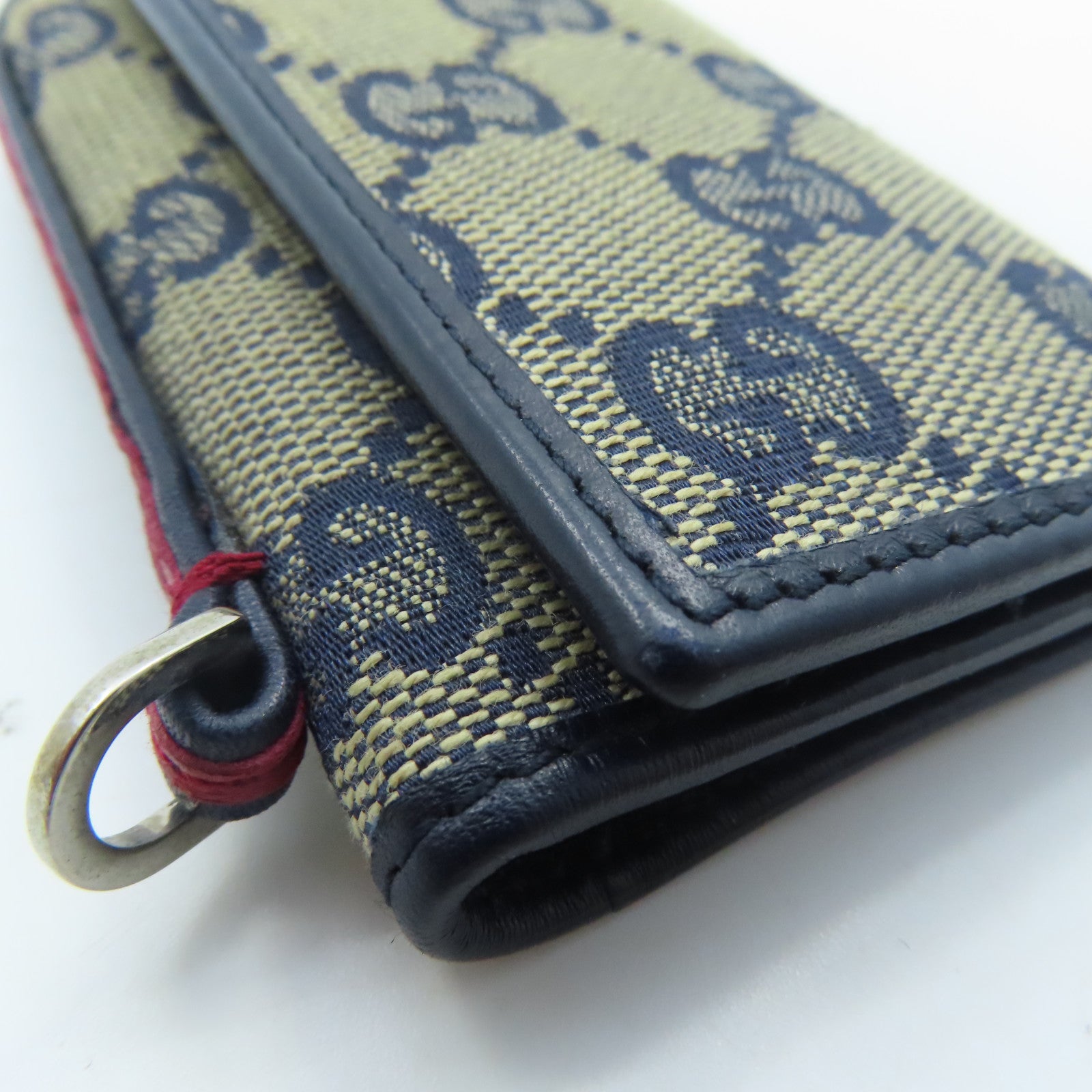 GUCCI 帆布Key Holder銀扣鎖匙包藍色
