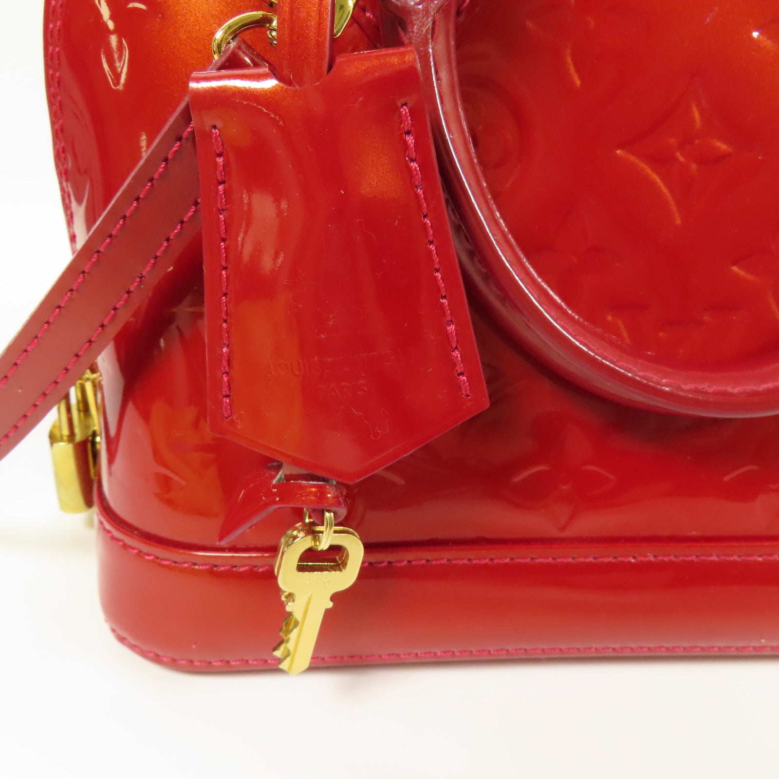 LOUIS VUITTON Vernis Alma BB金扣手挽肩背兩用袋紅色