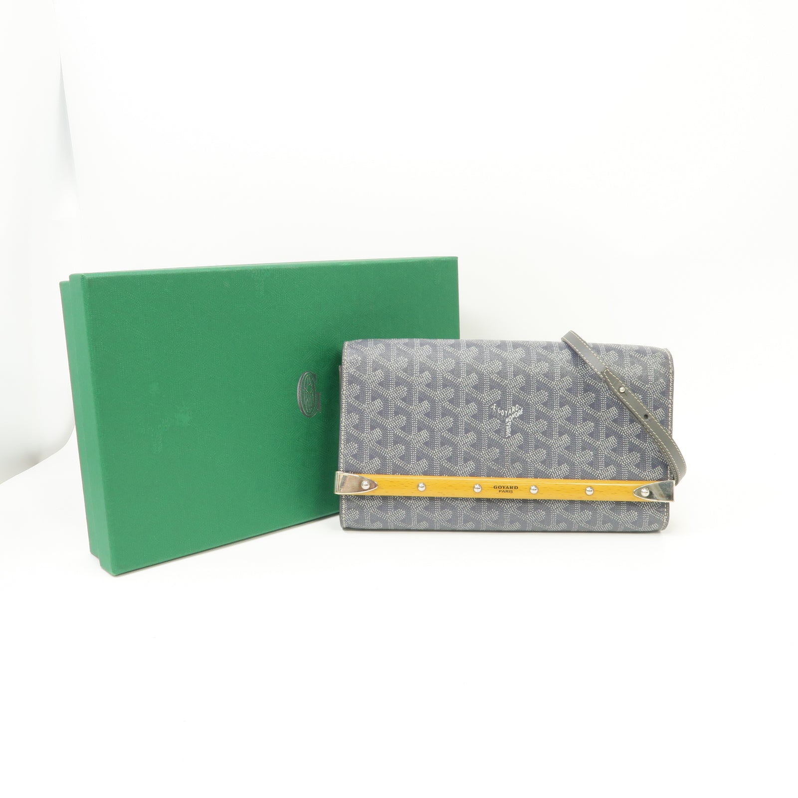 GOYARD 【激減優惠】塗層帆布Pochette Monte銀扣肩背袋灰色