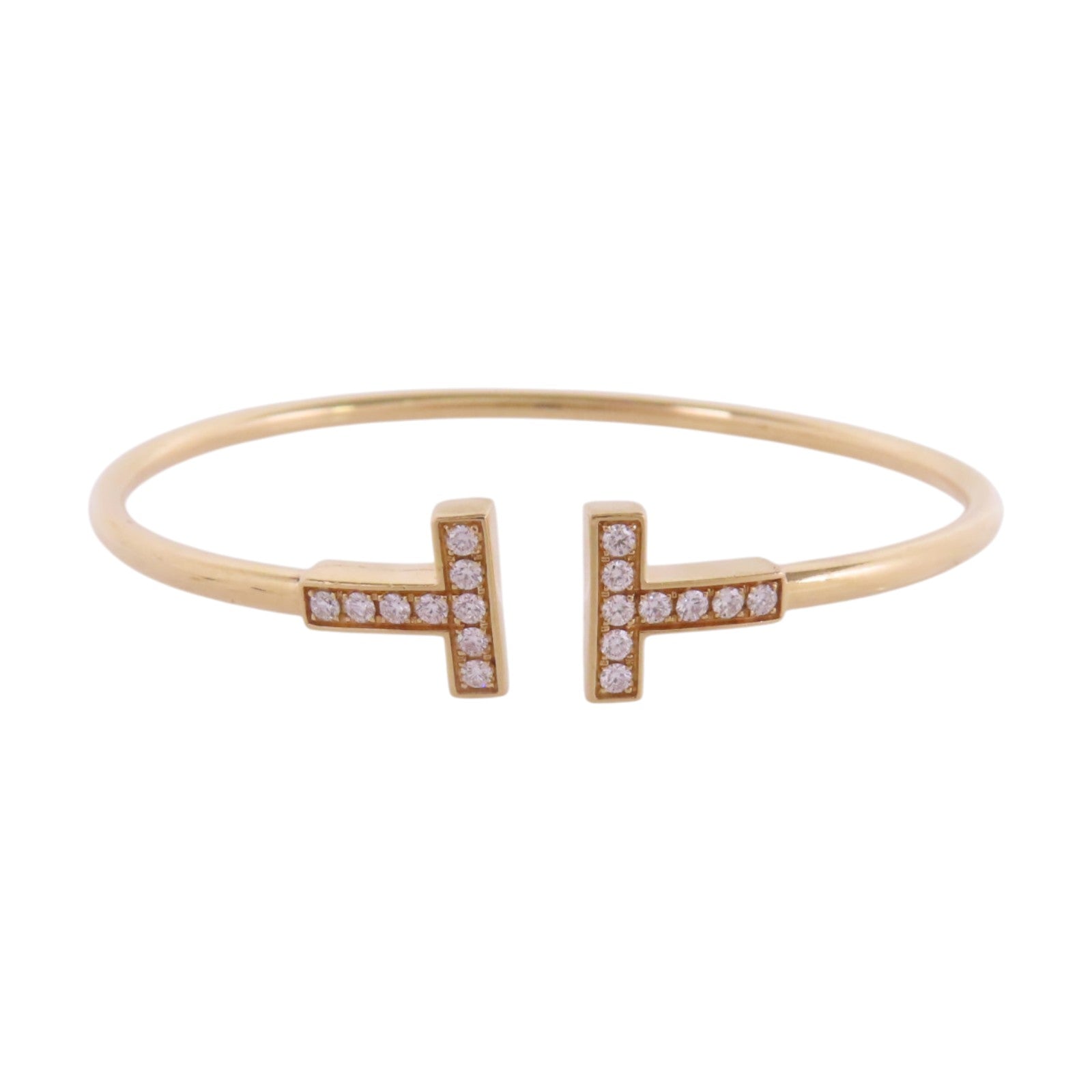 TIFFANY＆CO 18K玫瑰金T Wire Diamond Bangle鑽石手鐲