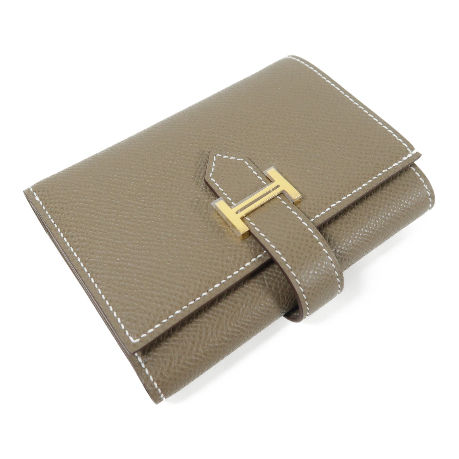 HERMES Epsom皮革Bearn Wallet金扣錢包Etoupe