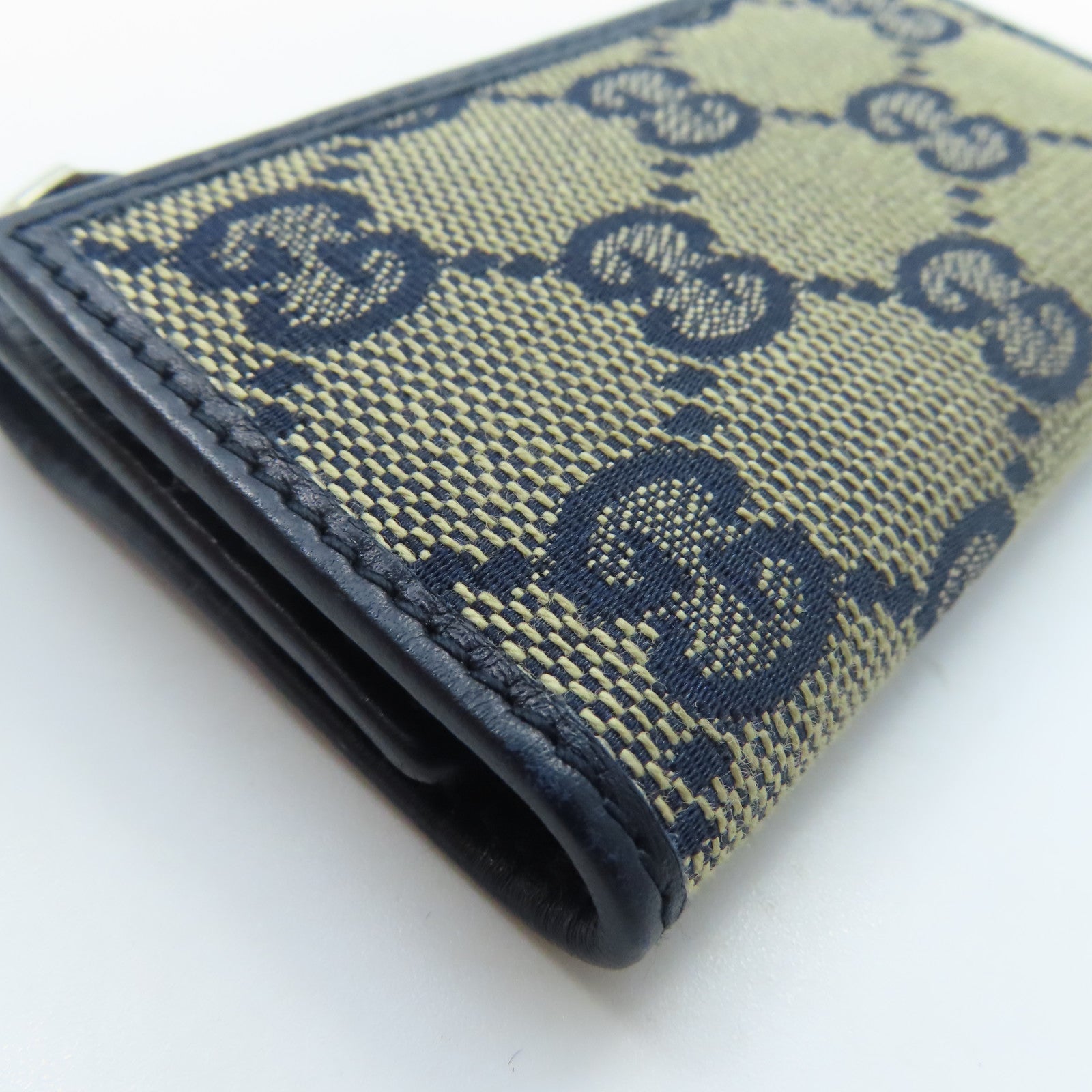 GUCCI 帆布Key Holder銀扣鎖匙包藍色