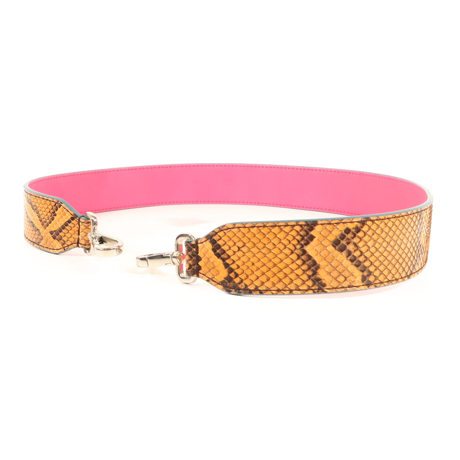 FENDI 牛皮皮革蛇皮皮革Strap銀扣肩背帶