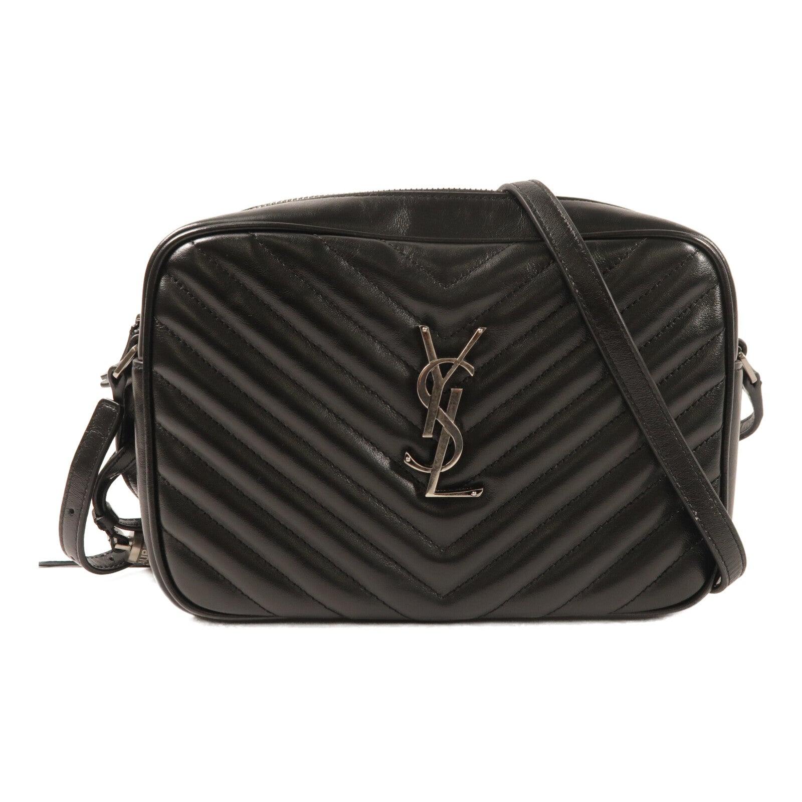 SAINT LAURENT 牛皮皮革Lou Camera銀扣肩背袋