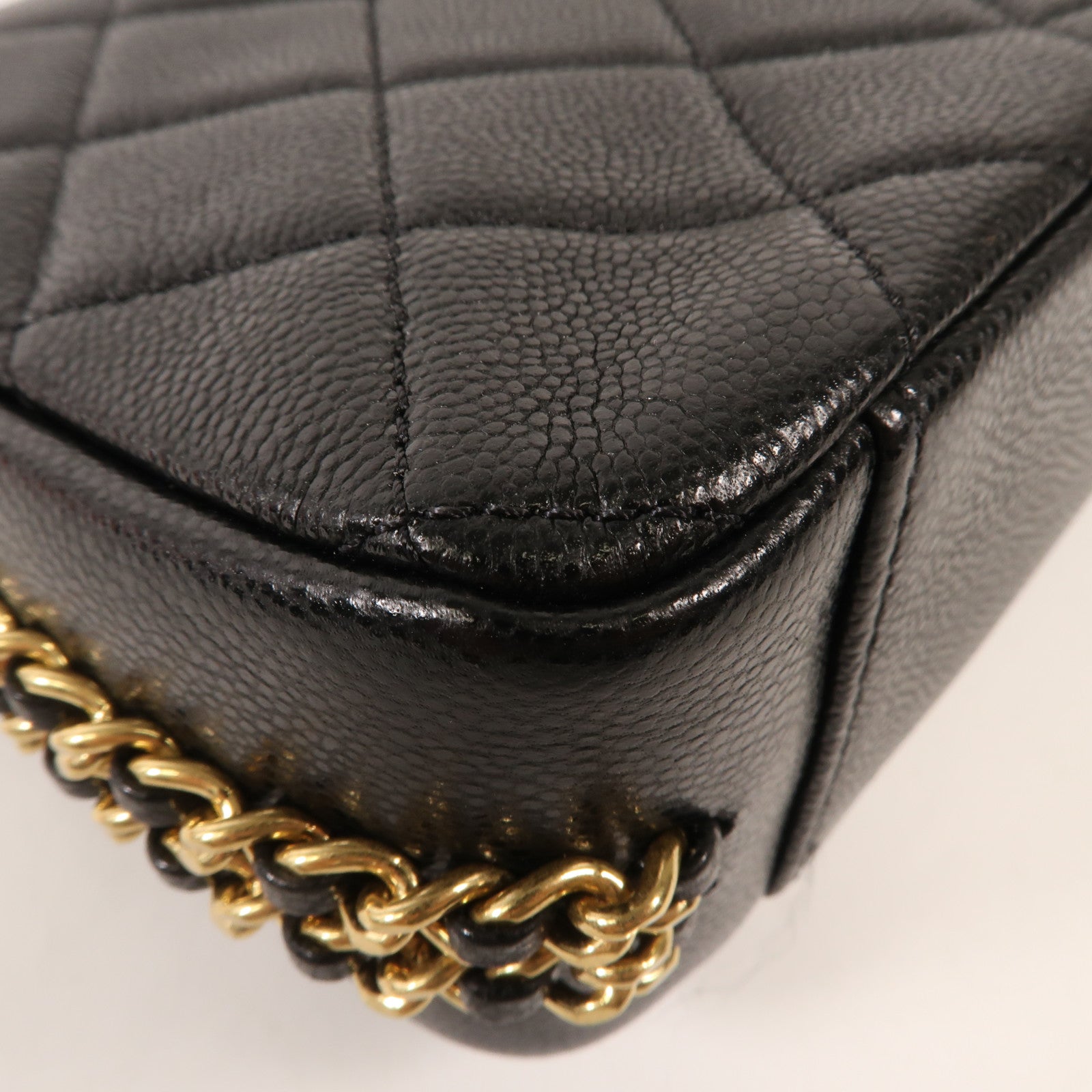 CHANEL 牛皮皮革Mini Flap Bag金扣鏈帶肩背袋