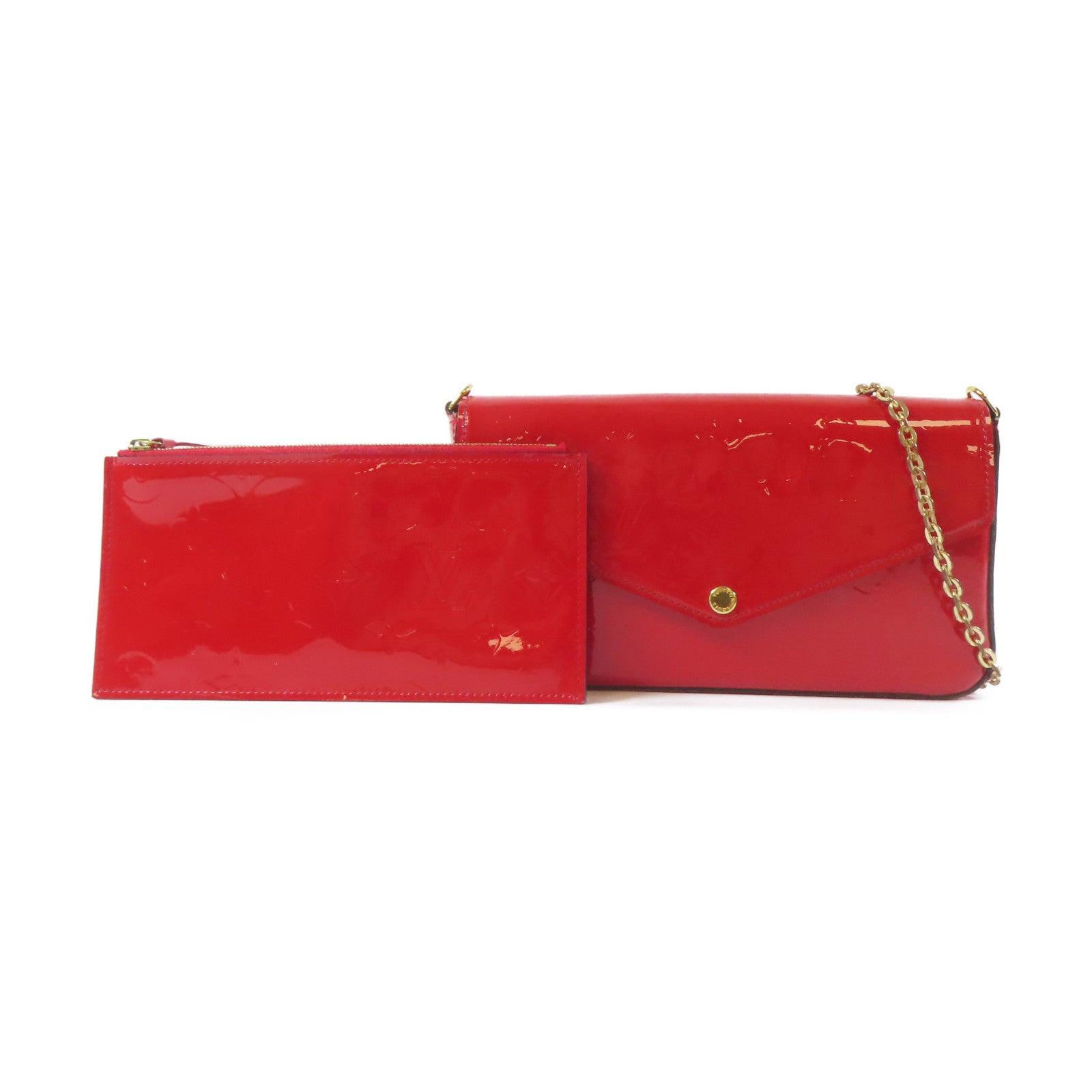 LOUIS VUITTON Vernis Pochette Felicie金扣鏈帶肩背袋紅色