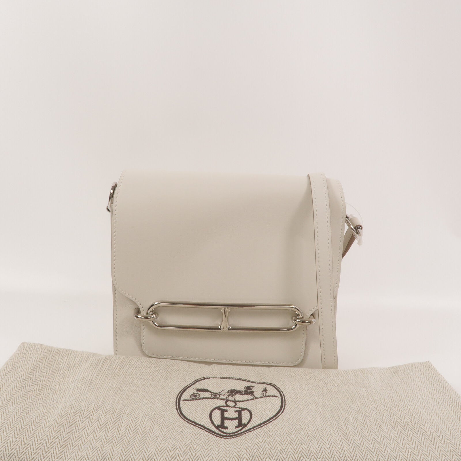 HERMES Evercolor皮革Mini Roulis肩背袋Blanc