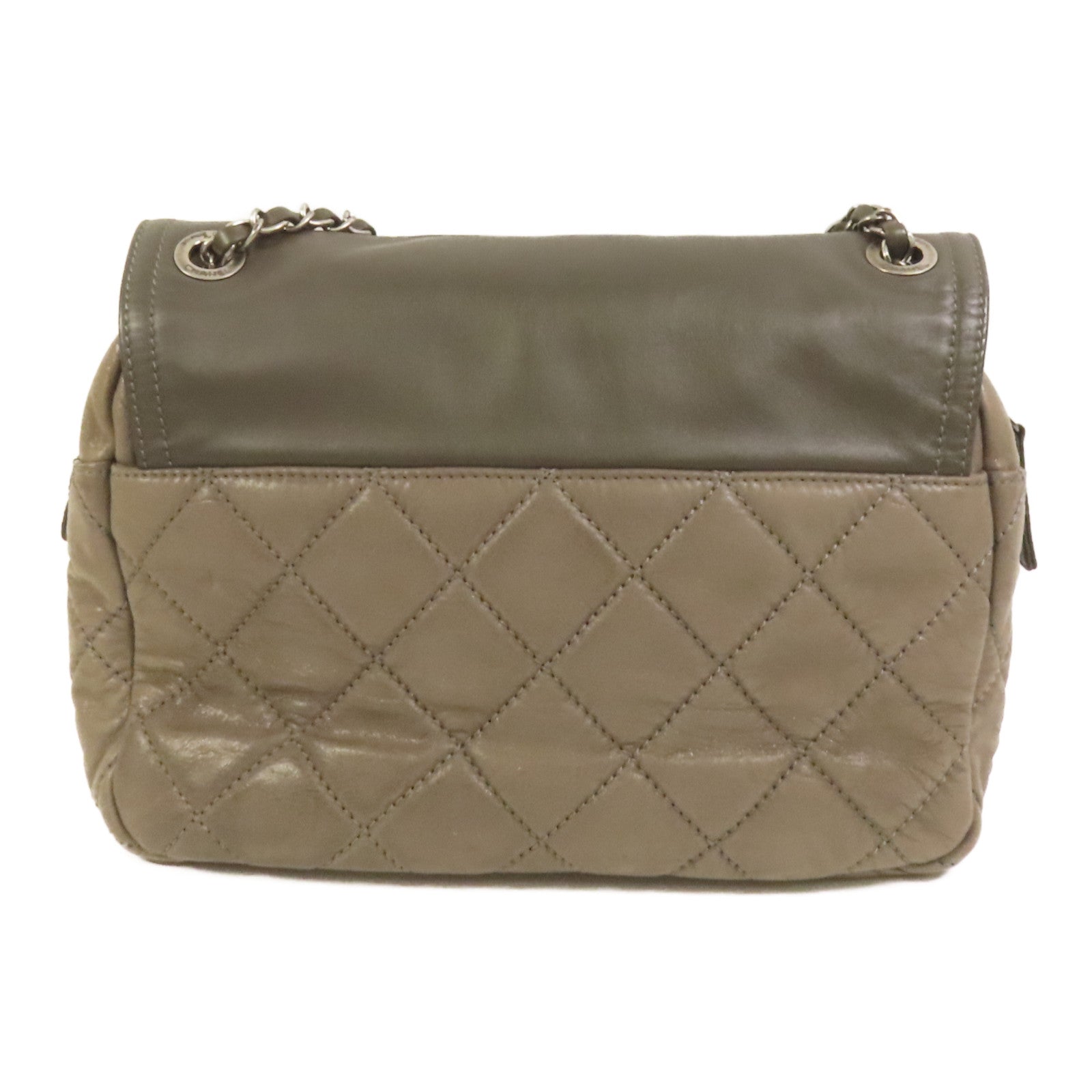 CHANEL 牛皮皮革Chain Shoulder銀扣鏈帶肩背袋