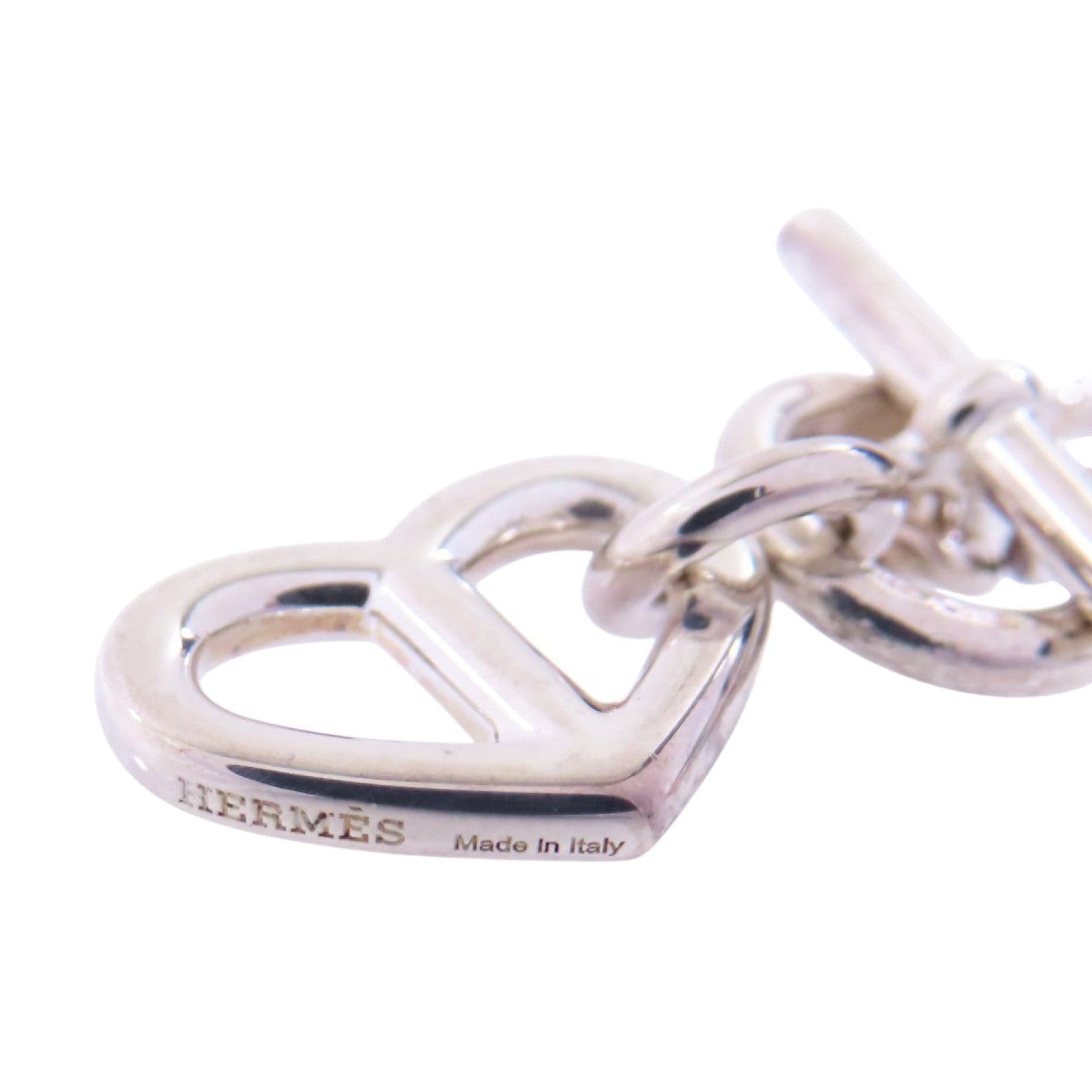 HERMES 925純銀Cache Cœur Amulette Pendant Necklace銀扣項鏈